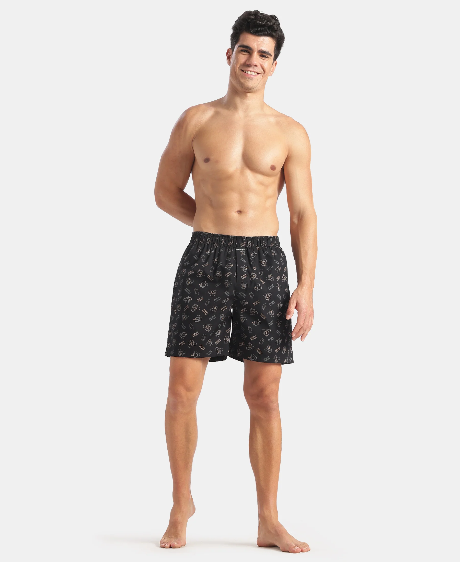 Disney Mickey Mouse Super Combed Mercerized Cotton Woven Printed Boxer Shorts with Side Pockets - Blue Heaven & Black (Pack of 2) - Image 10