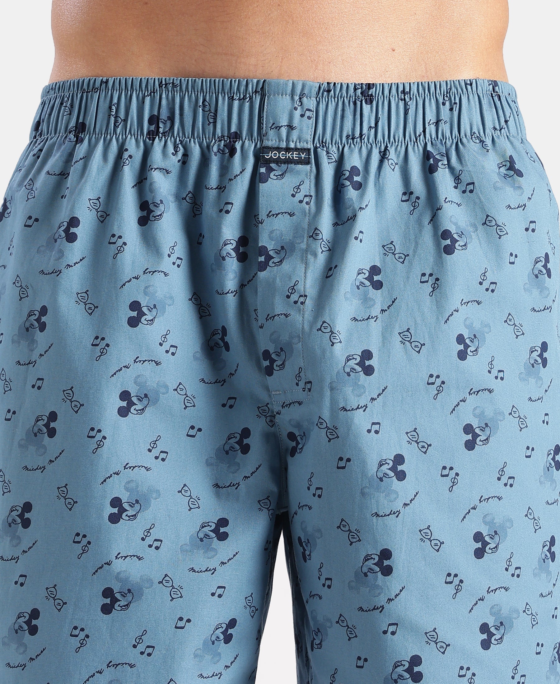 Disney Mickey Mouse Super Combed Mercerized Cotton Woven Printed Boxer Shorts with Side Pockets - Blue Heaven & Black (Pack of 2) - Image 13