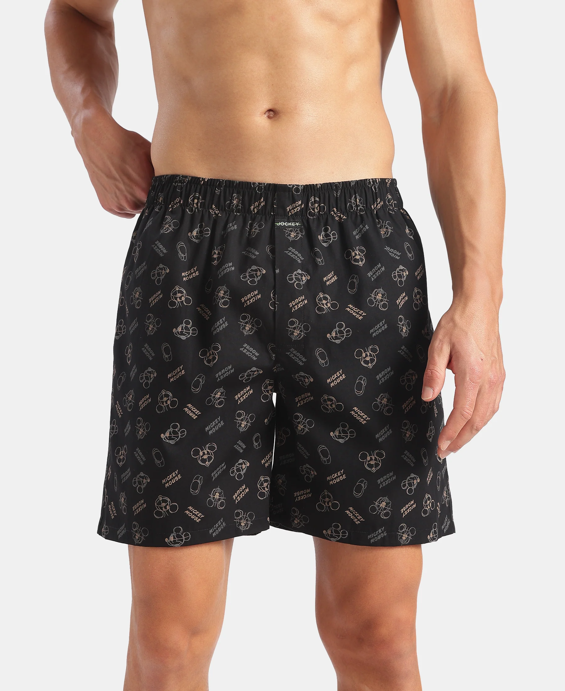 Disney Mickey Mouse Super Combed Mercerized Cotton Woven Printed Boxer Shorts with Side Pockets - Blue Heaven & Black (Pack of 2) - Image 3