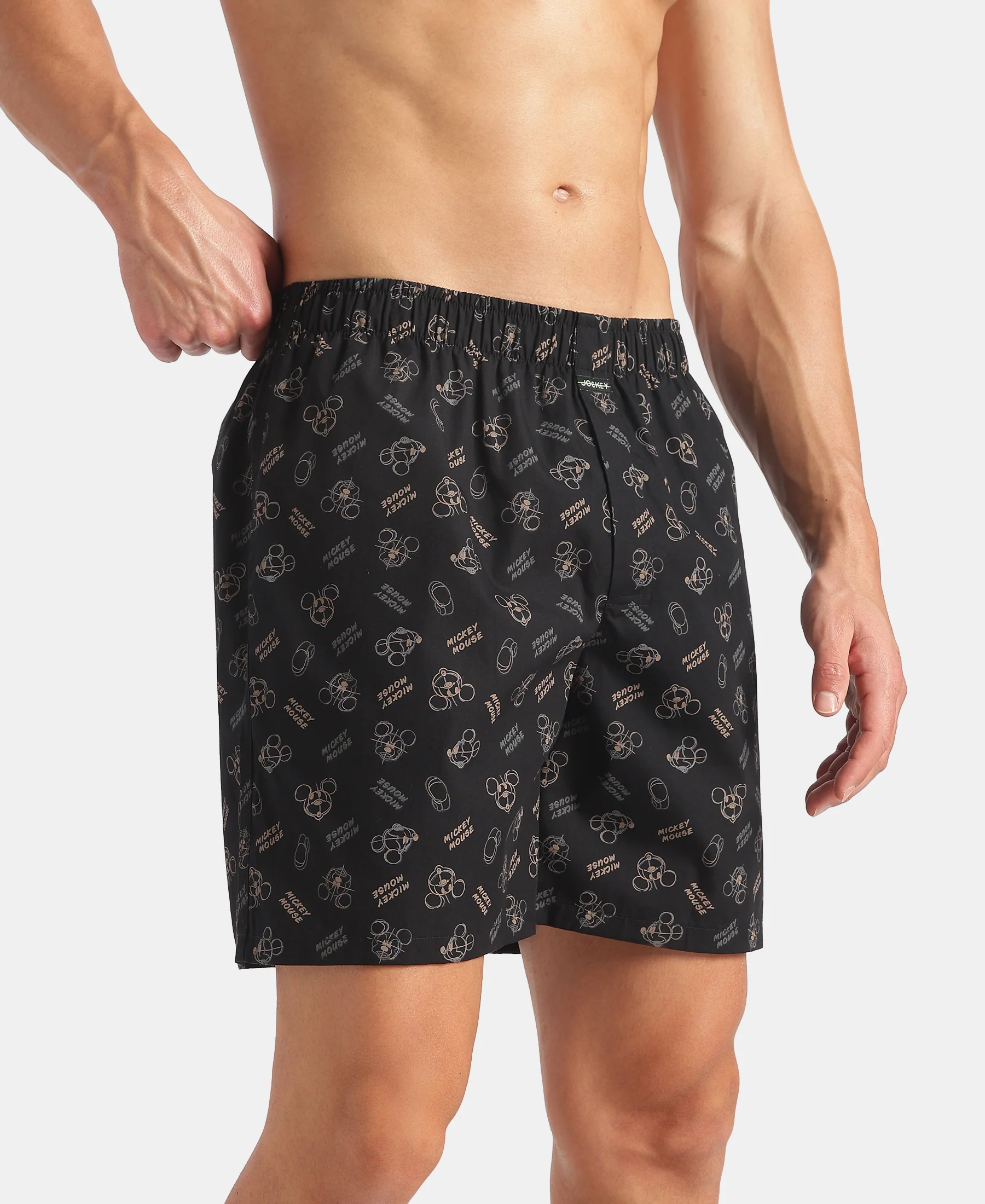 Disney Mickey Mouse Super Combed Mercerized Cotton Woven Printed Boxer Shorts with Side Pockets - Blue Heaven & Black (Pack of 2) - Image 6