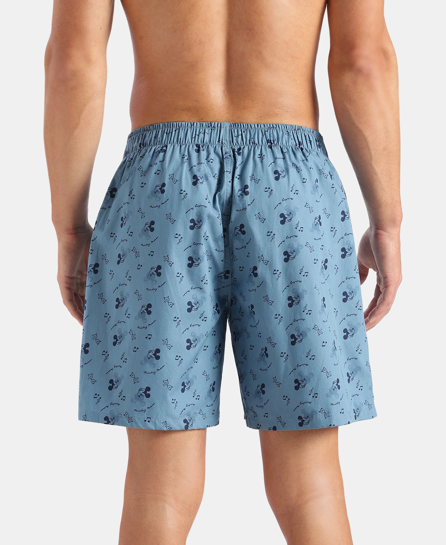 Disney Mickey Mouse Super Combed Mercerized Cotton Woven Printed Boxer Shorts with Side Pockets - Blue Heaven & Black (Pack of 2) - Image 7