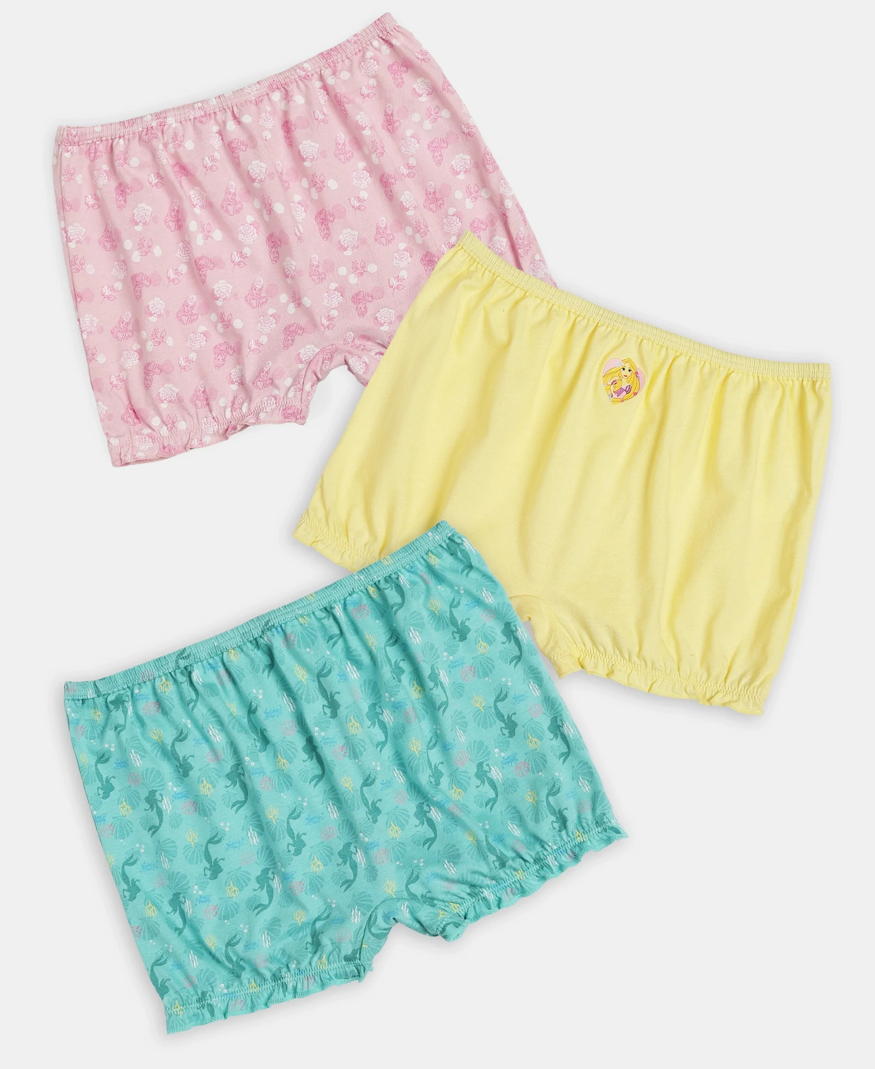 Disney Princess Collection Super Combed Cotton Printed Bloomers with Concealed Waistband - Fairy Tale, Lemon Meringue & Aqua Sky (Pack of 3) - Image 5