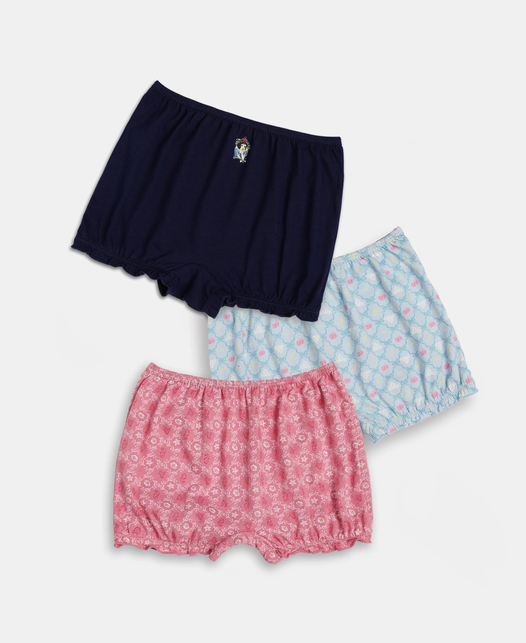 Disney Princess Collection Super Combed Cotton Printed Bloomers with Concealed Waistband - Skyway, Imperial Blue & Wild Rose (Pack of 3) - Image 5