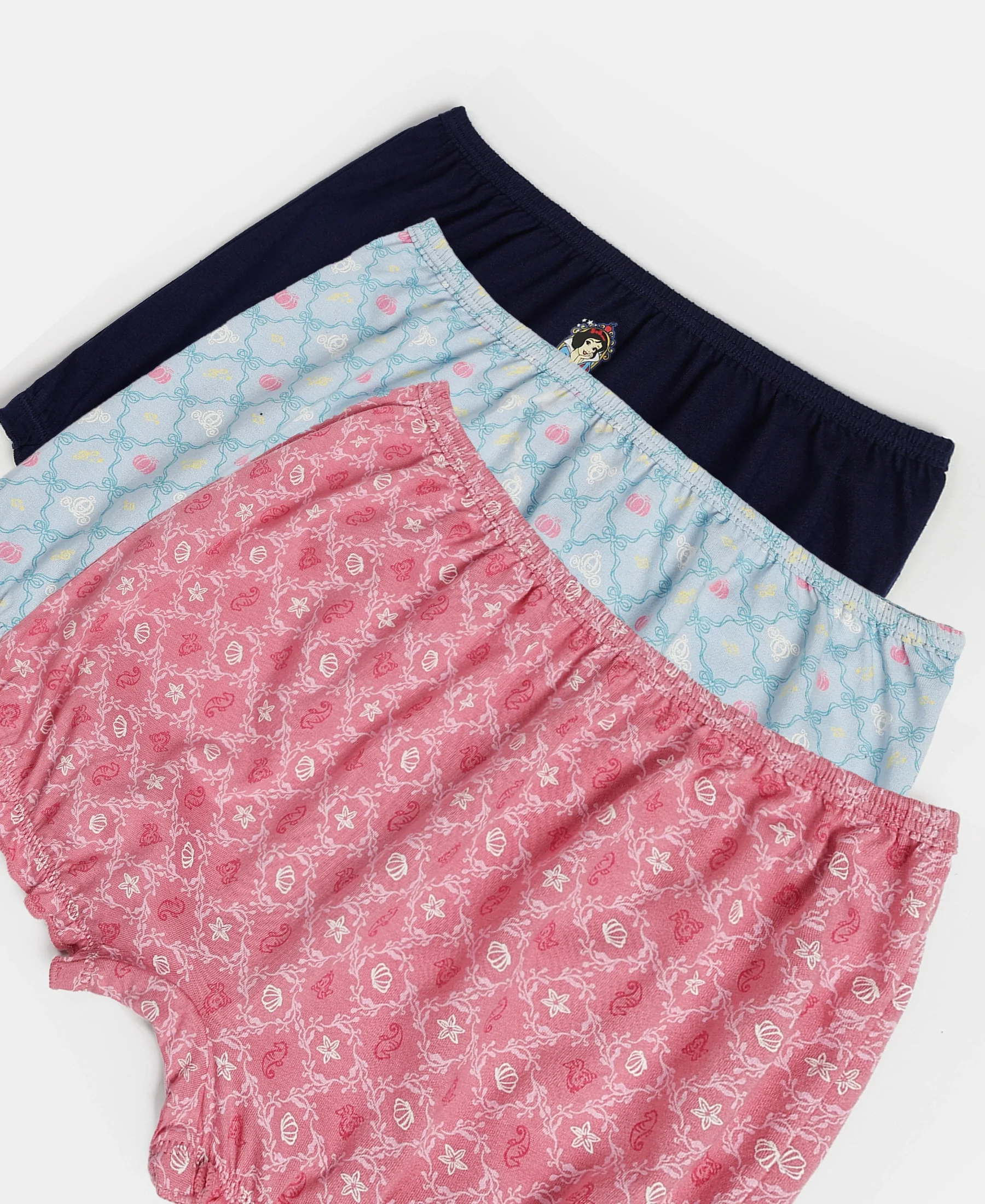 Disney Princess Collection Super Combed Cotton Printed Bloomers with Concealed Waistband - Skyway, Imperial Blue & Wild Rose (Pack of 3) - Image 9