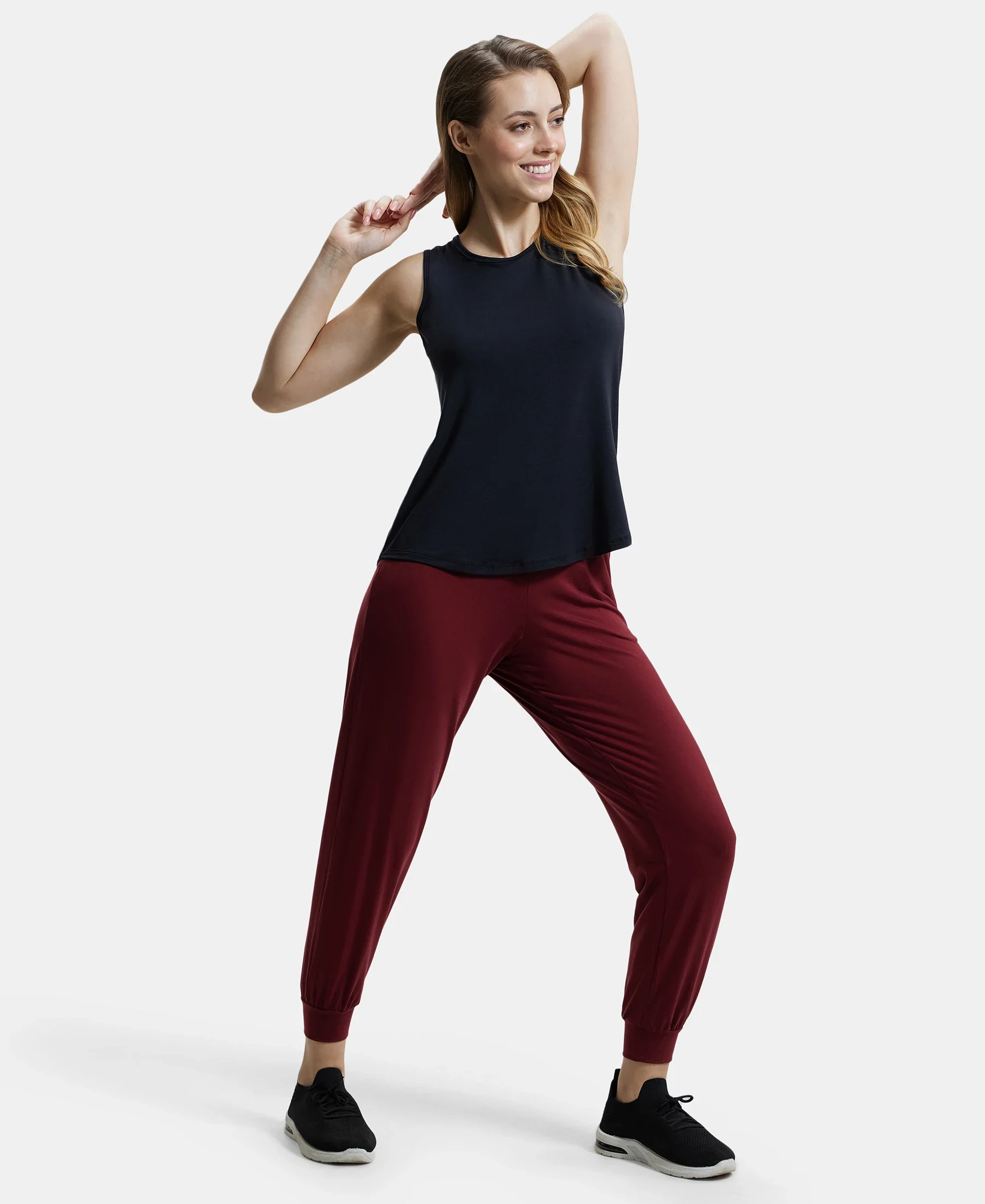 Environment Friendly Lyocell Elastane Stretch Relaxed Fit Tank Top - Black - Image 6