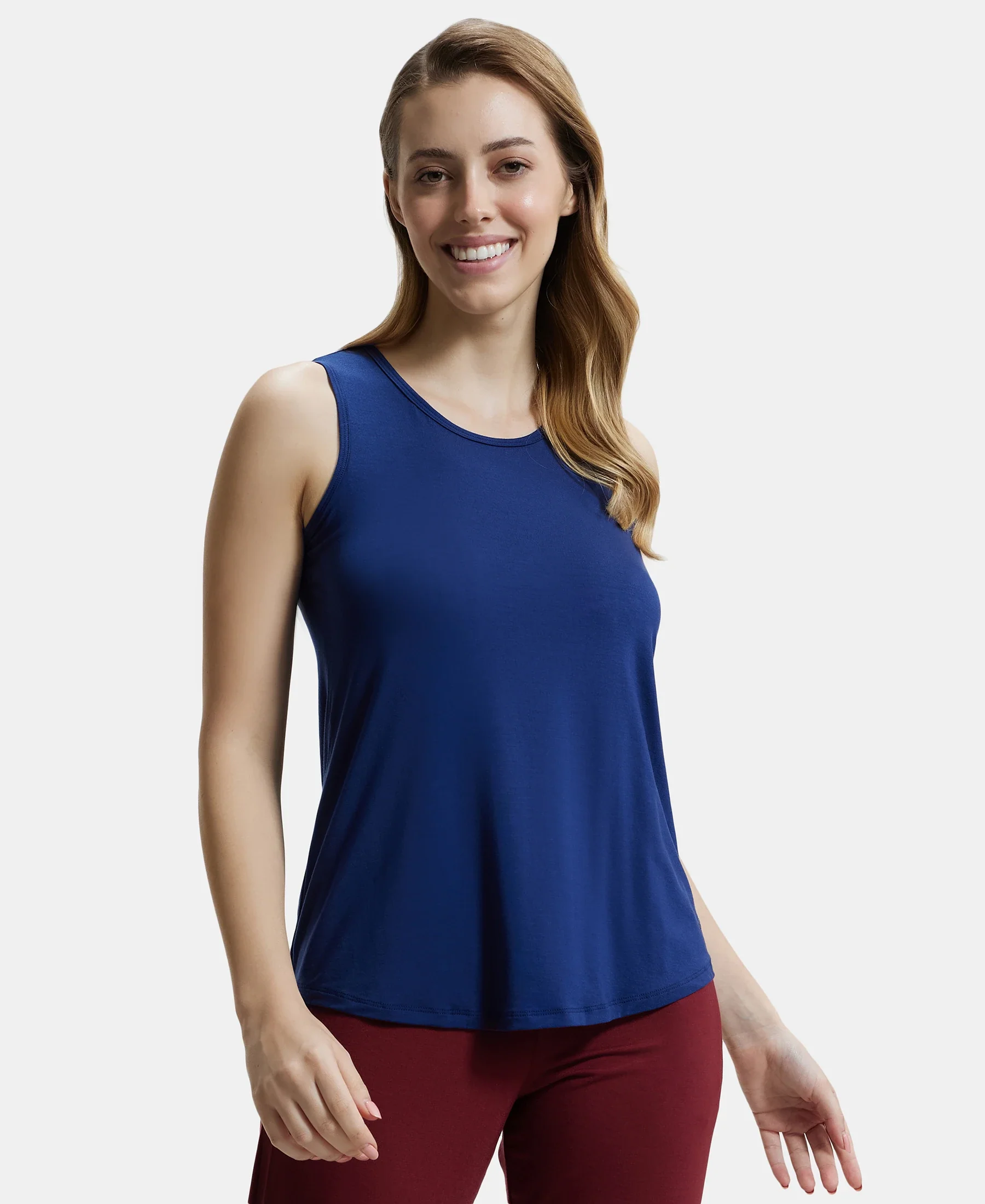 Environment Friendly Lyocell Elastane Stretch Relaxed Fit Tank Top - Medieval Blue - Image 5