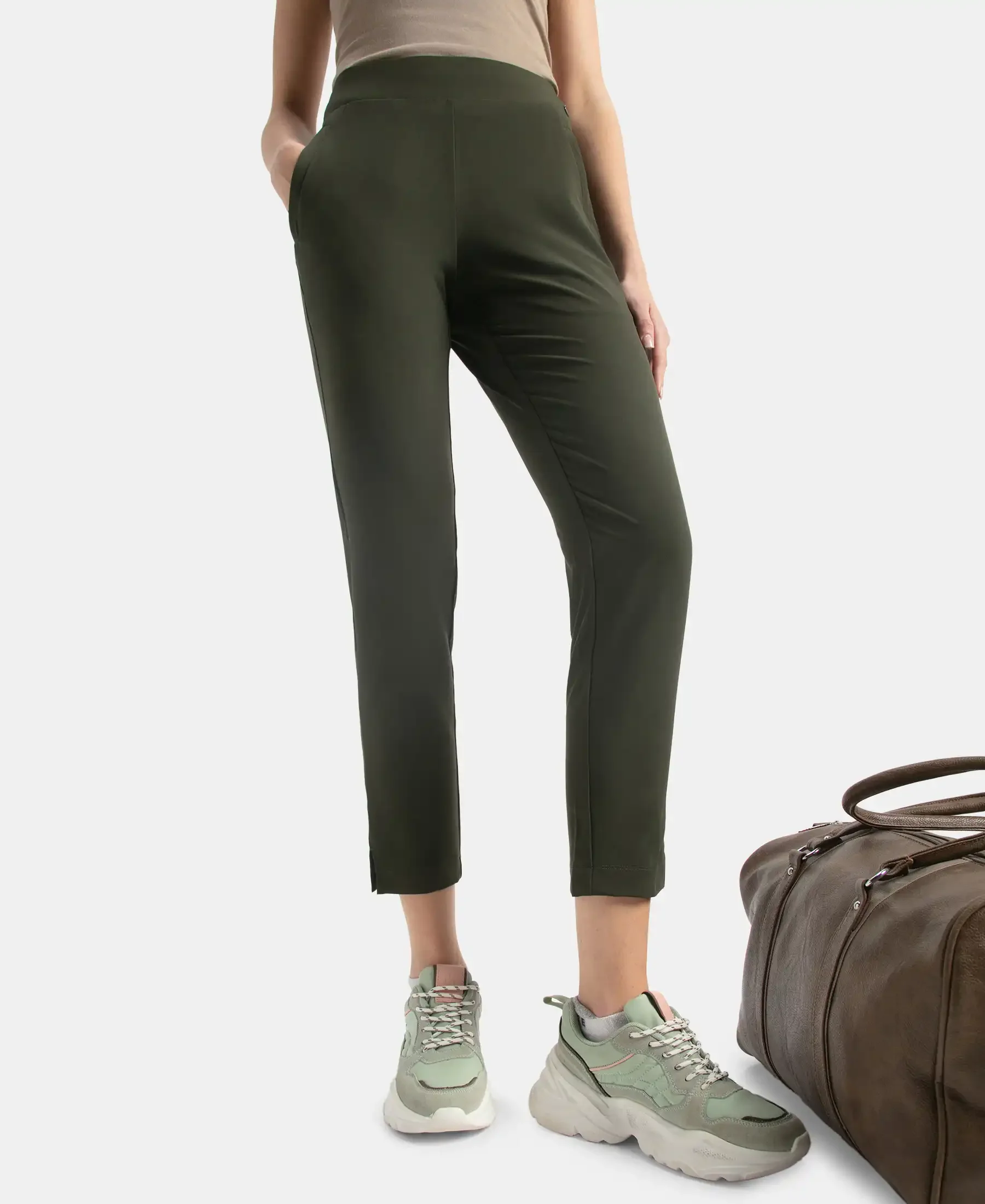 Environment Friendly Recycled Microfiber All Day Pants with StayFresh Treatment - Olive - Image 5