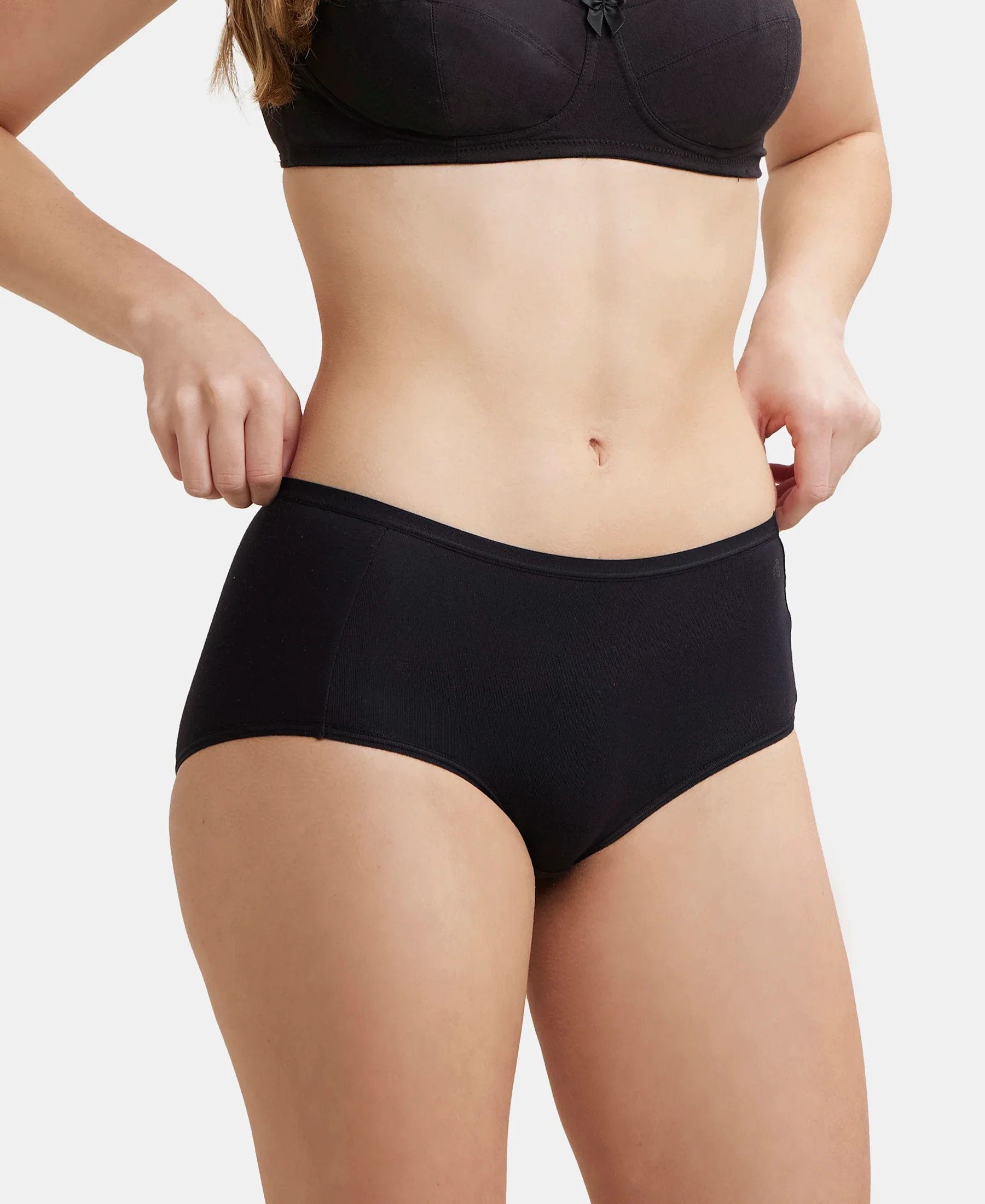 Full Coverage Micro Modal Elastane Stretch Full Brief With Exposed Waistband and StayFresh Treatment - Black - Image 5