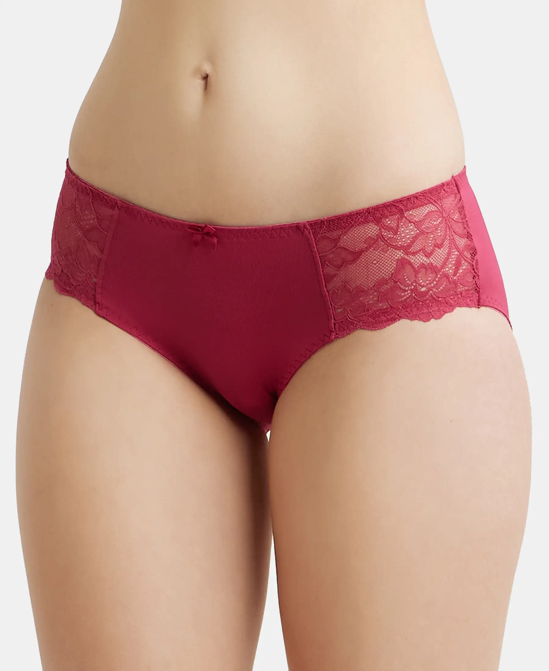 Full Coverage Soft Touch Microfiber Elastane Stretch Hipster With Lace Styling and StayFresh Treatment - Anemone - Image 6