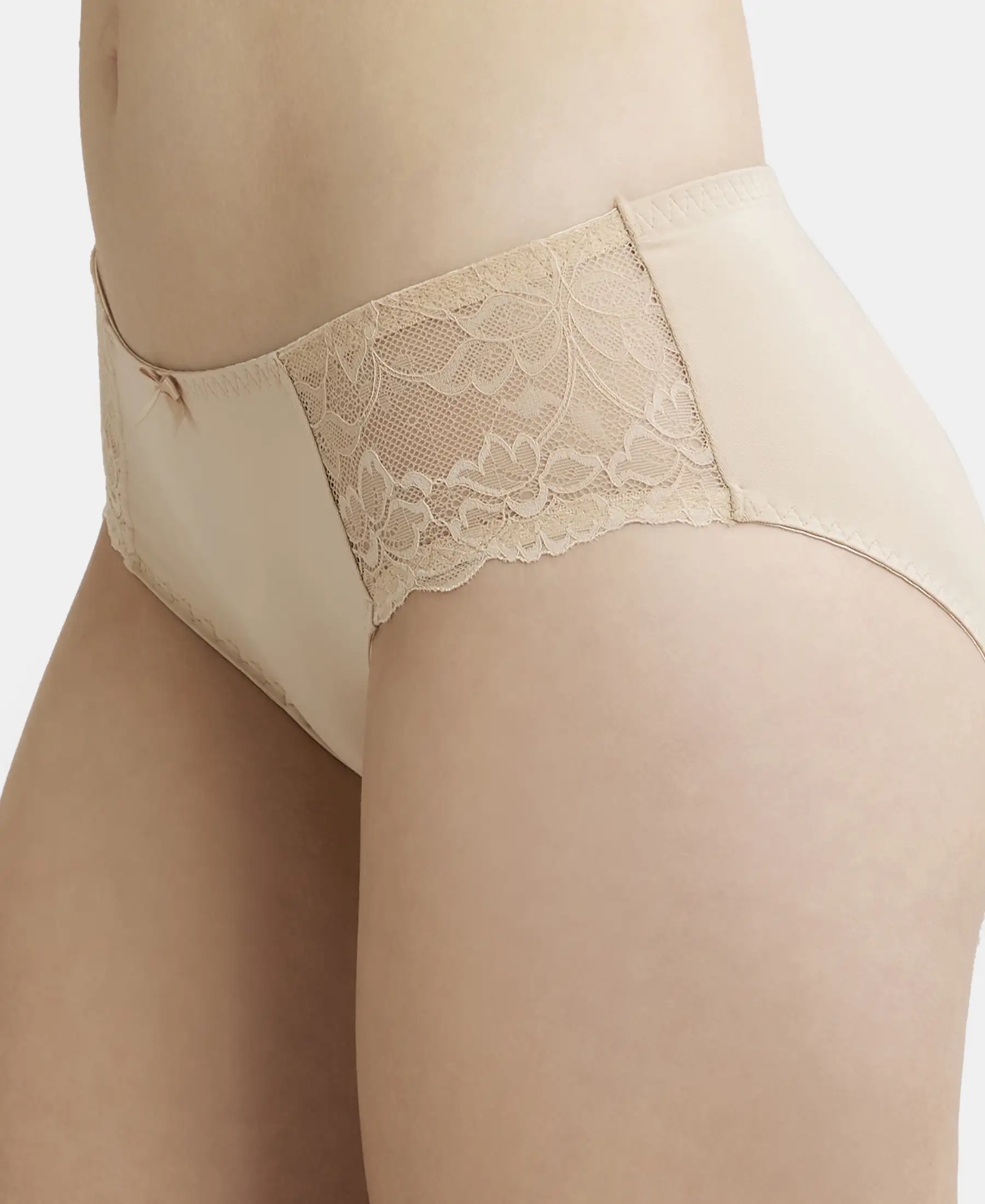 Full Coverage Soft Touch Microfiber Elastane Stretch Hipster With Lace Styling and StayFresh Treatment - Light Skin - Image 7