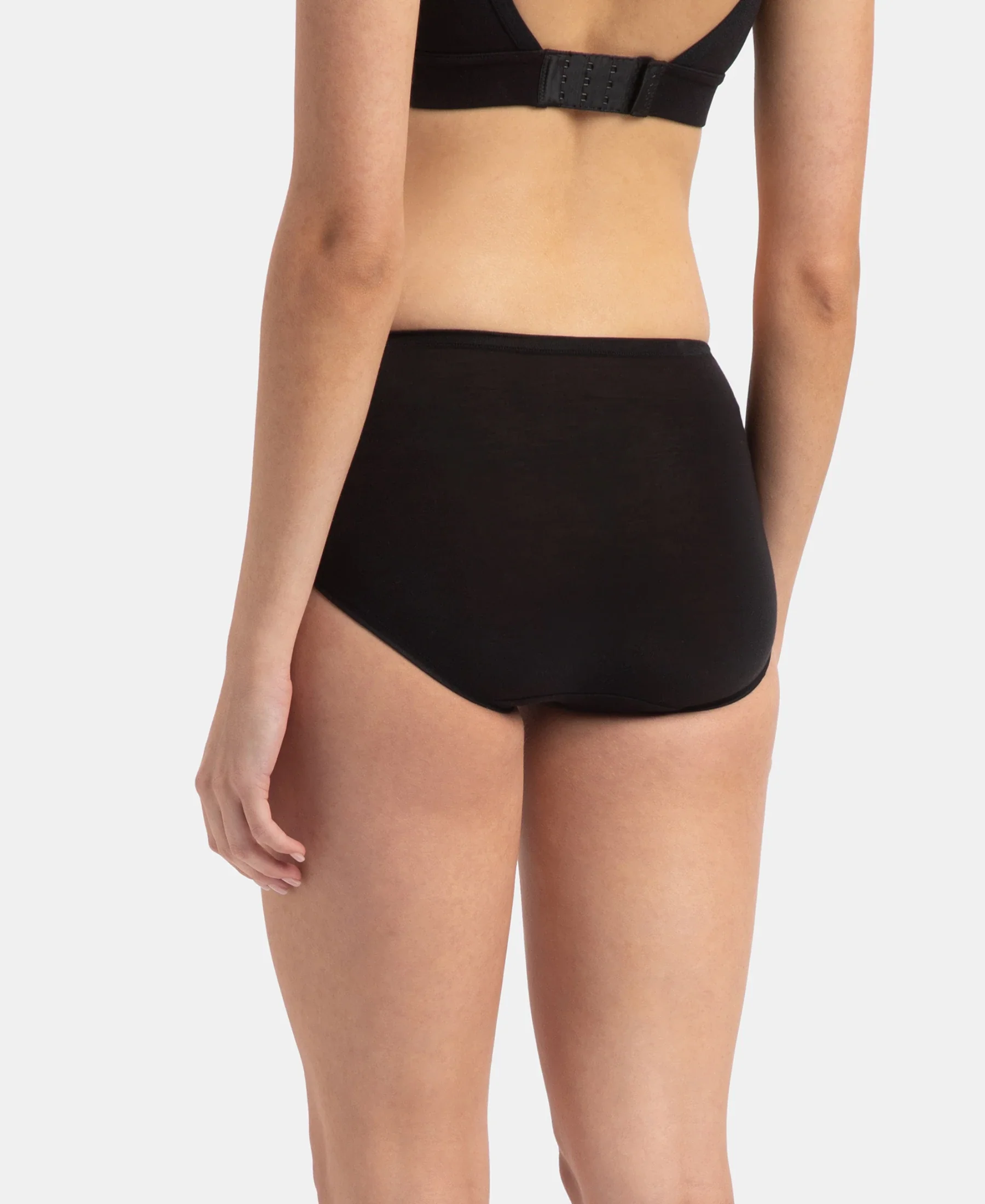 Full Coverage Tencel Lyocell Elastane Stretch Mid Waist Full Brief With Concealed Waistband and StayFresh Treatment - Black - Image 3