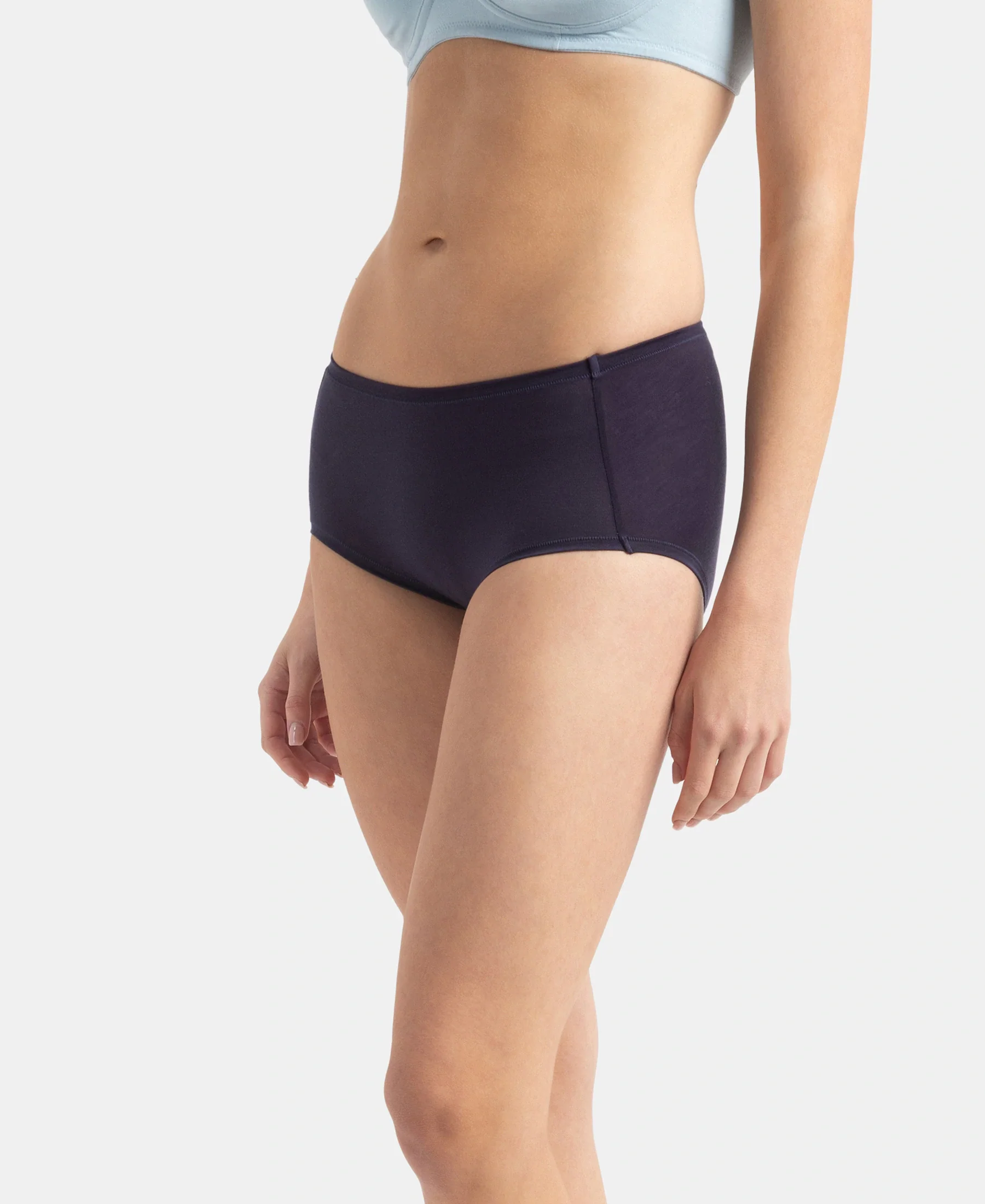 Full Coverage Tencel Lyocell Elastane Stretch Mid Waist Full Brief With Concealed Waistband and StayFresh Treatment - Classic Navy - Image 2