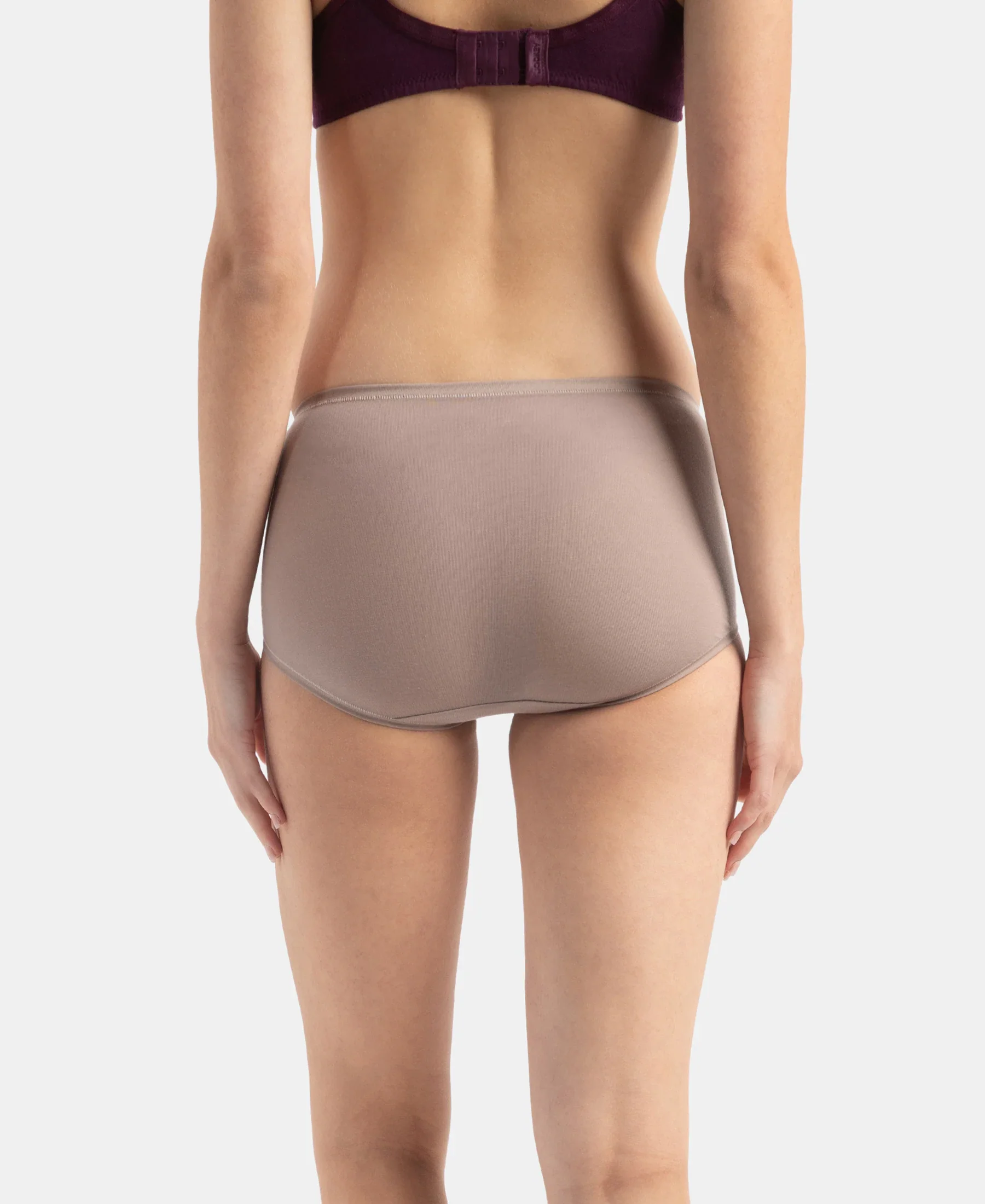 Full Coverage Tencel Lyocell Elastane Stretch Mid Waist Full Brief With Concealed Waistband and StayFresh Treatment - Mushroom - Image 3