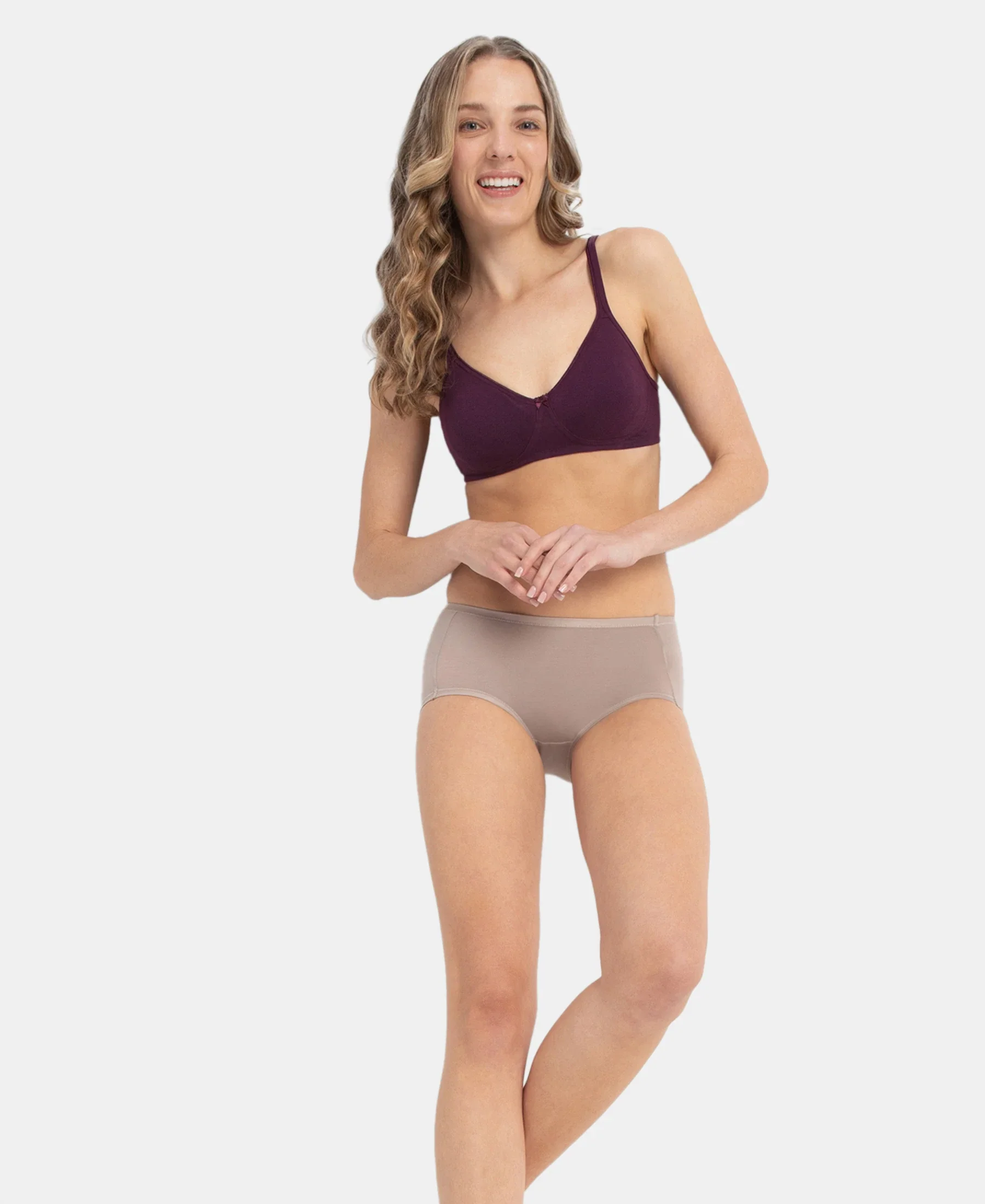Full Coverage Tencel Lyocell Elastane Stretch Mid Waist Full Brief With Concealed Waistband and StayFresh Treatment - Mushroom - Image 6