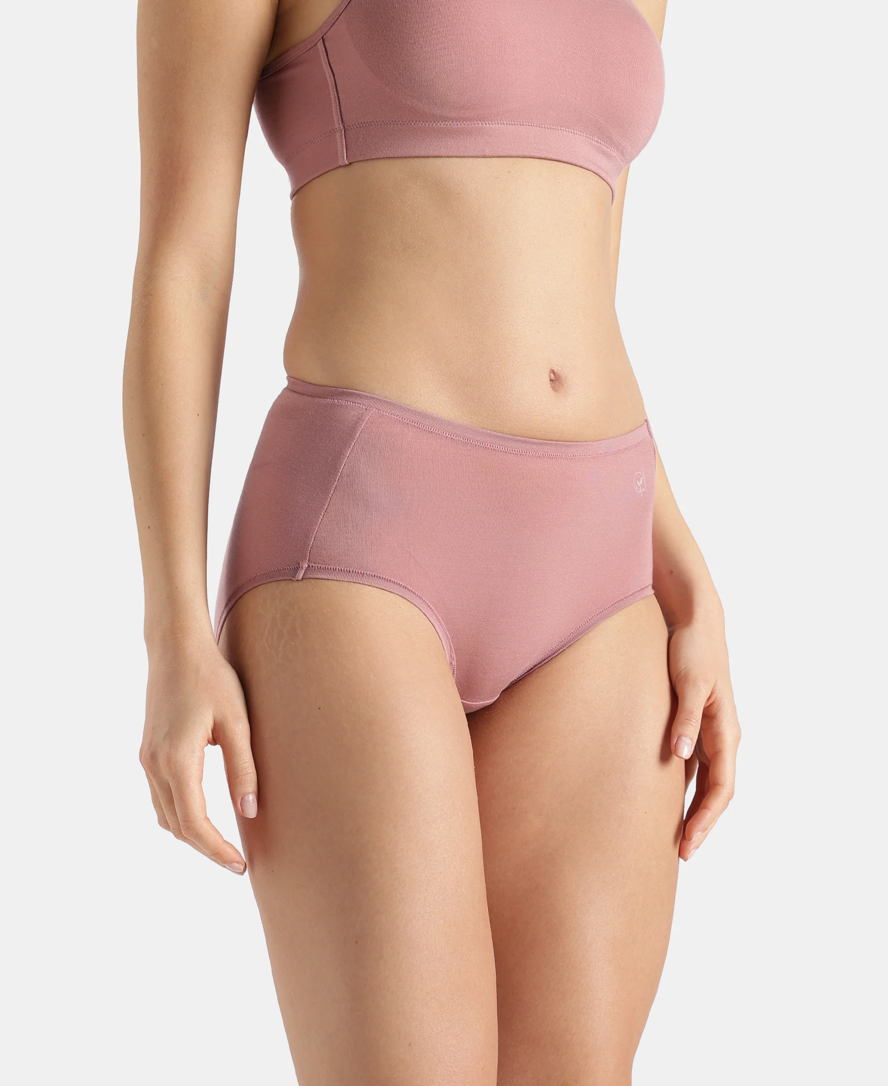 Full Coverage Tencel Lyocell Elastane Stretch Mid Waist Full Brief With Concealed Waistband and StayFresh Treatment - Nostalgia Rose - Image 2