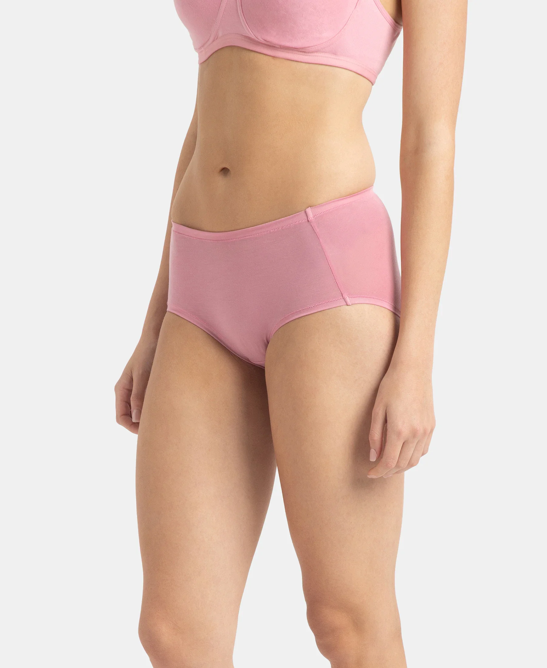 Full Coverage Tencel Lyocell Elastane Stretch Mid Waist Full Brief With Concealed Waistband and StayFresh Treatment - Orchid Smoke - Image 2