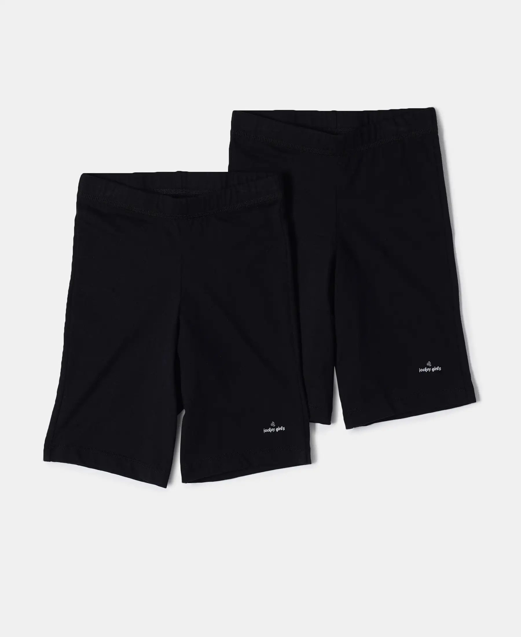 Girl's Super Combed Cotton Elastane Stretch Shorties with Ultrasoft Waistband - Black (Pack of 2) - Image 6