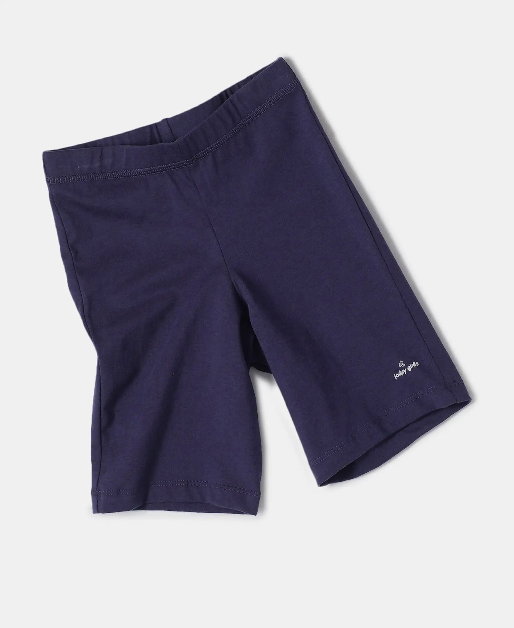 Girl's Super Combed Cotton Elastane Stretch Shorties with Ultrasoft Waistband - Classic Navy - Image 4