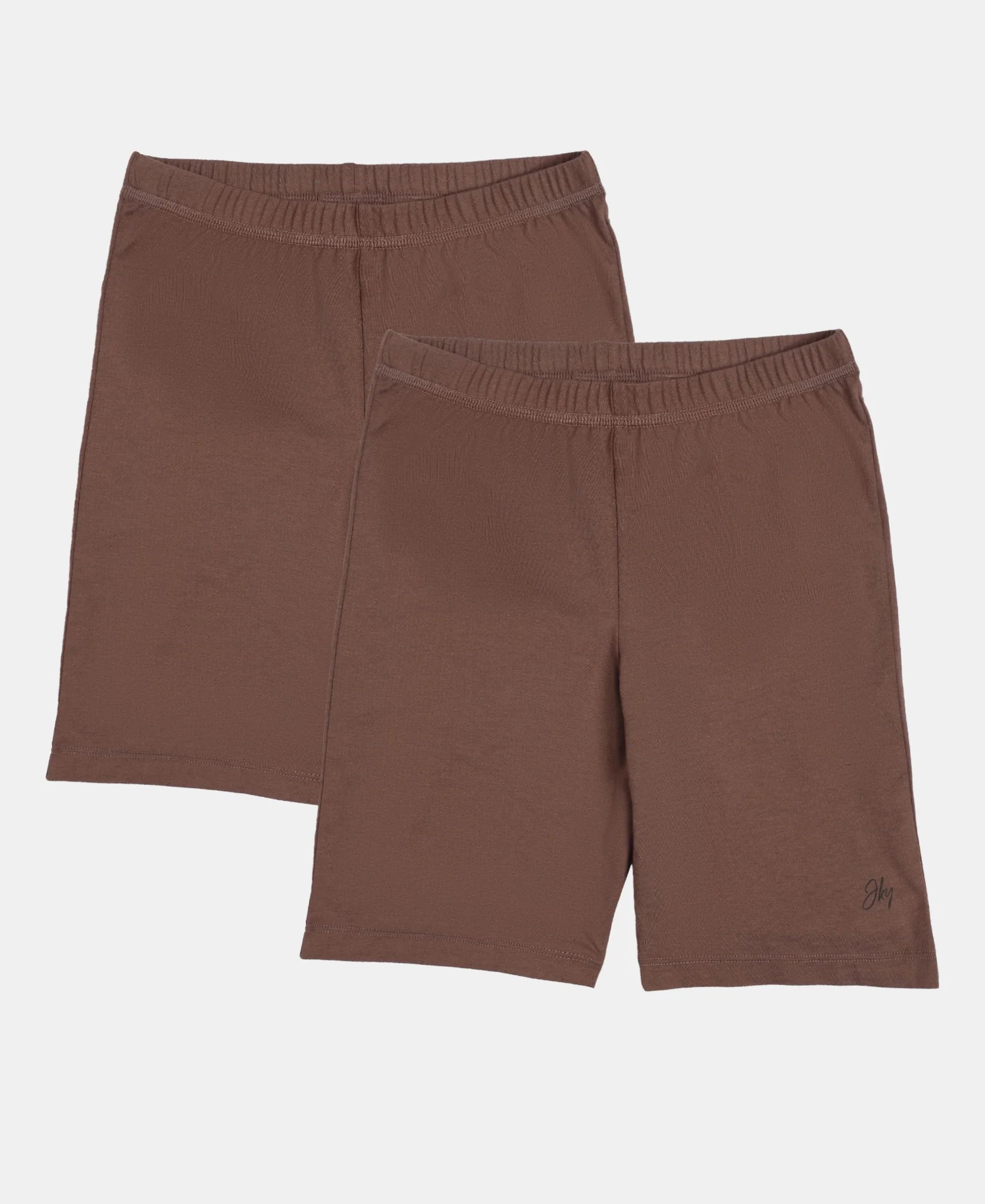 Girl's Super Combed Cotton Elastane Stretch Shorties with Ultrasoft Waistband - Deep Taupe (Pack of 2) - Image 2