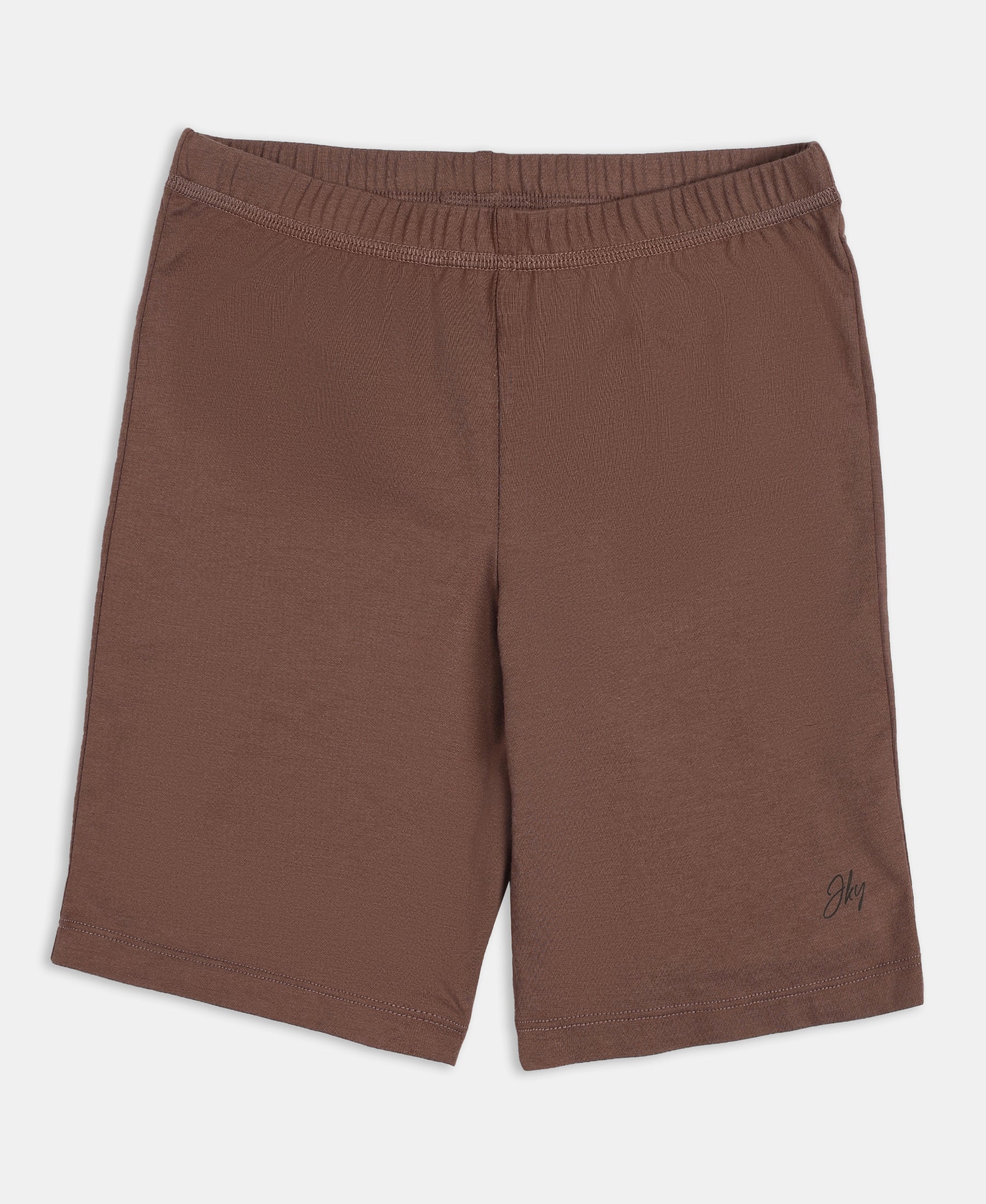 Girl's Super Combed Cotton Elastane Stretch Shorties with Ultrasoft Waistband - Deep Taupe (Pack of 2) - Image 3
