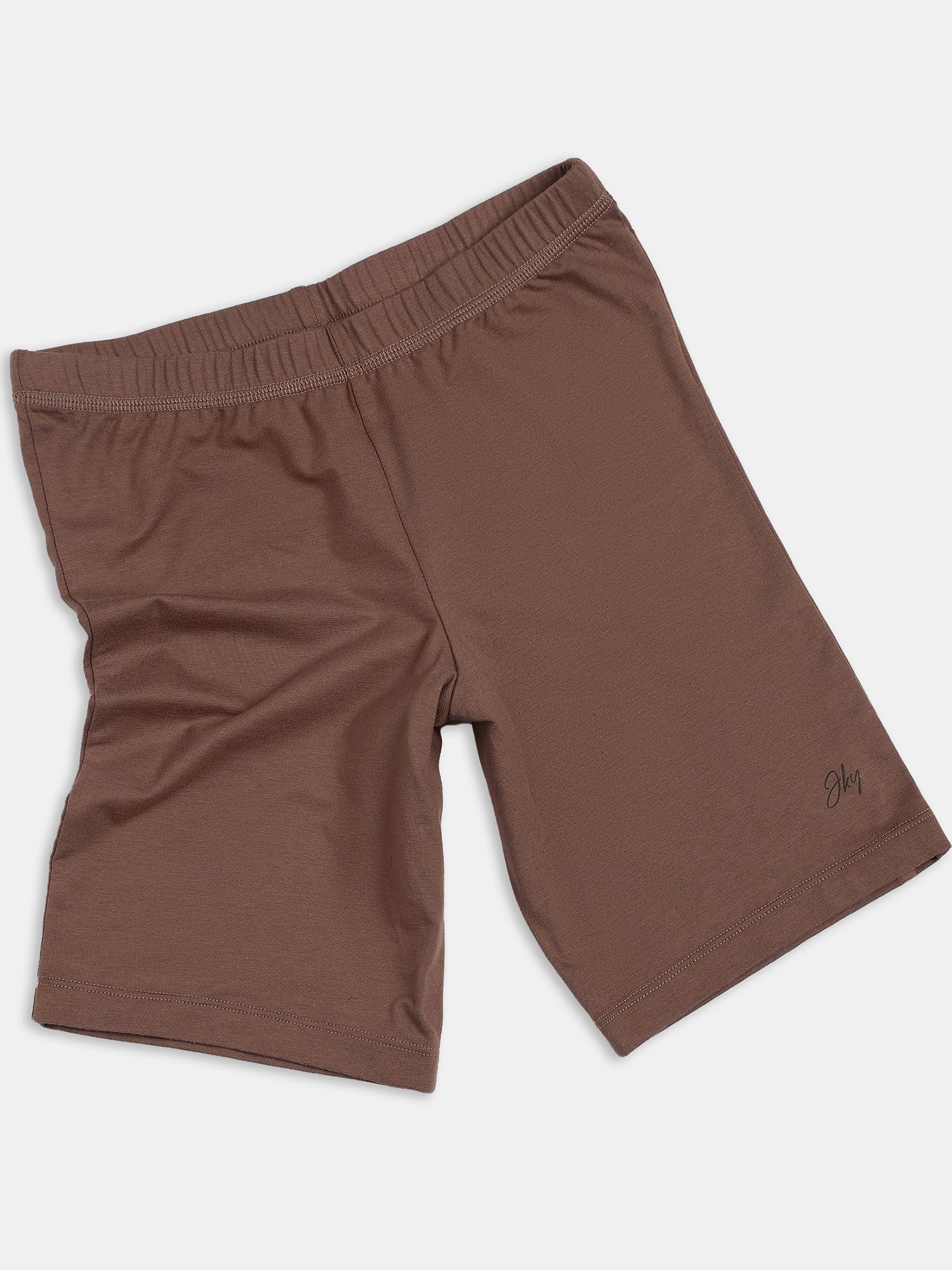 Girl's Super Combed Cotton Elastane Stretch Shorties with Ultrasoft Waistband - Deep Taupe - Image 4
