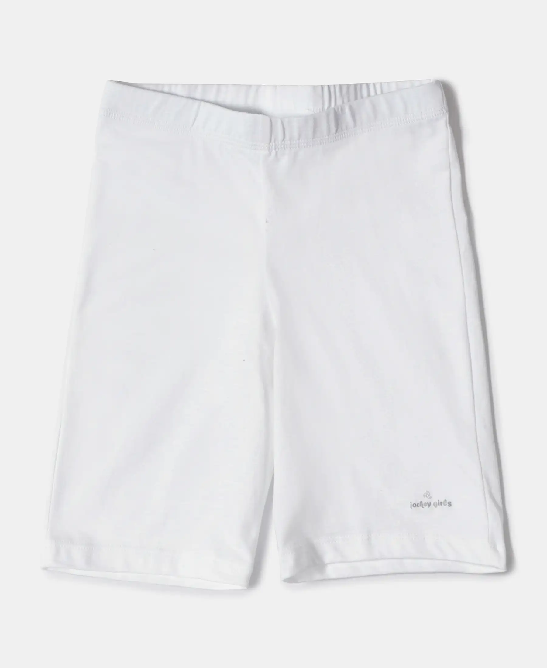 Girl's Super Combed Cotton Elastane Stretch Shorties with Ultrasoft Waistband - White (Pack of 2) - Image 4