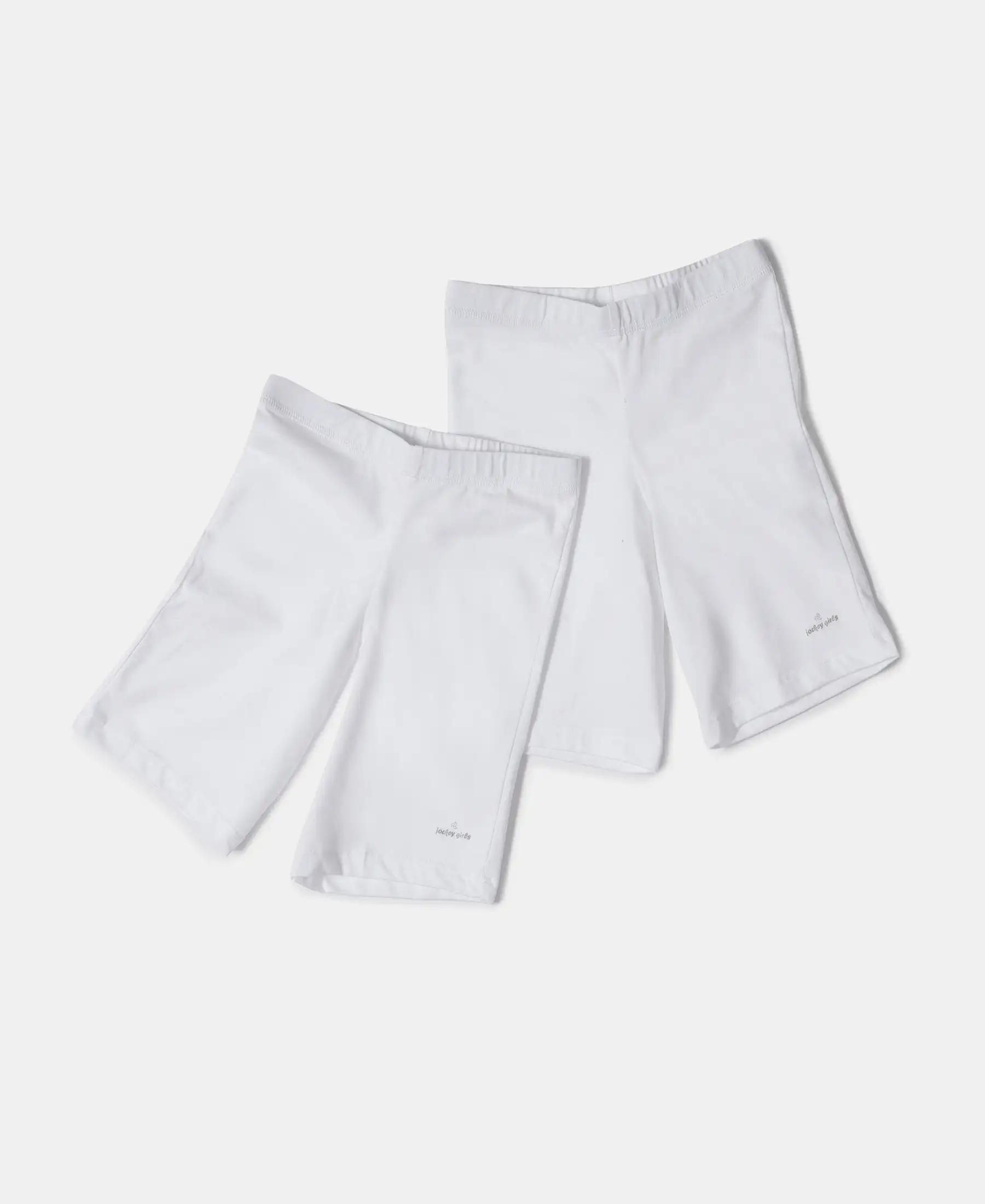 Girl's Super Combed Cotton Elastane Stretch Shorties with Ultrasoft Waistband - White (Pack of 2) - Image 5