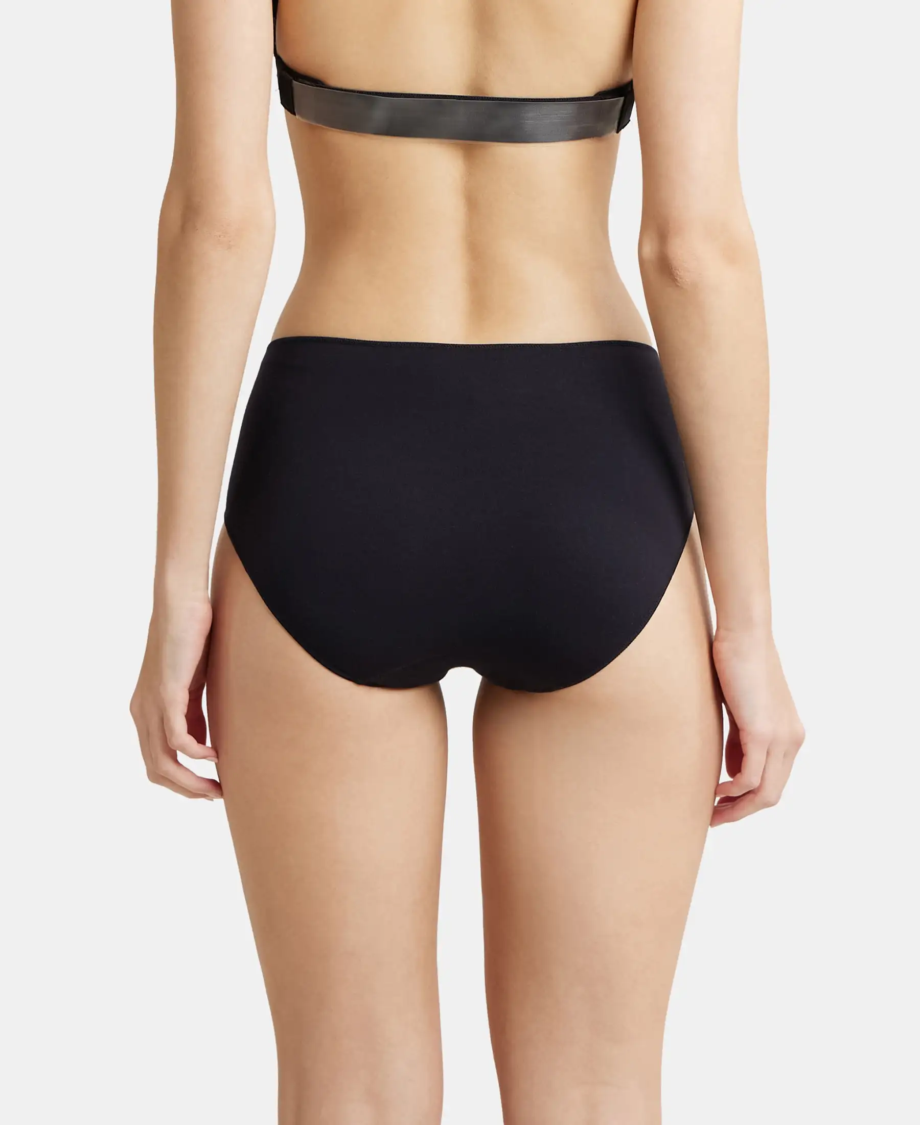 High Coverage Micro Modal Elastane Stretch Hipster With Ultrasoft Concealed Waistband - Black - Image 3