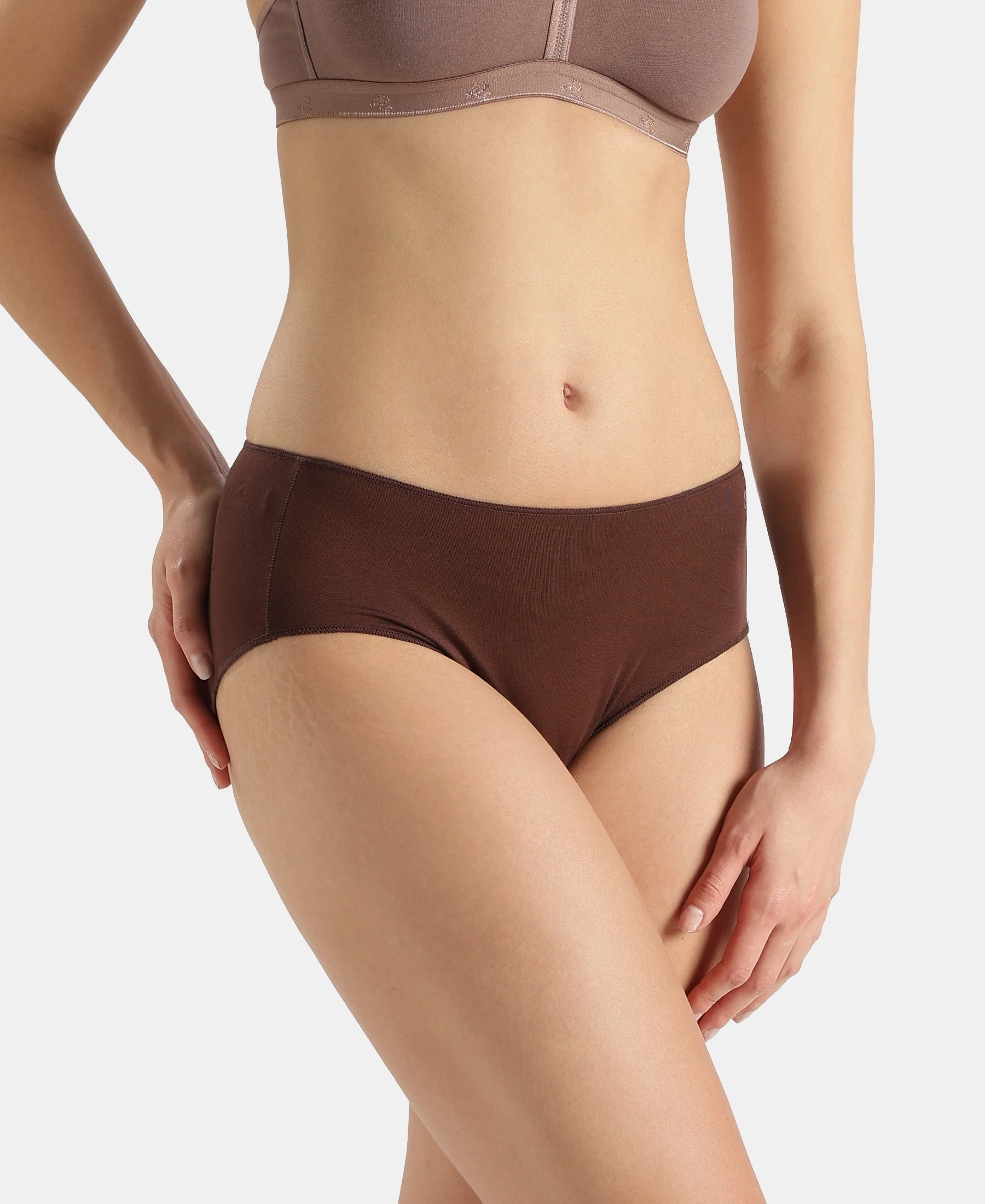 High Coverage Micro Modal Elastane Stretch Hipster With Ultrasoft Concealed Waistband - Chicory Coffee - Image 2