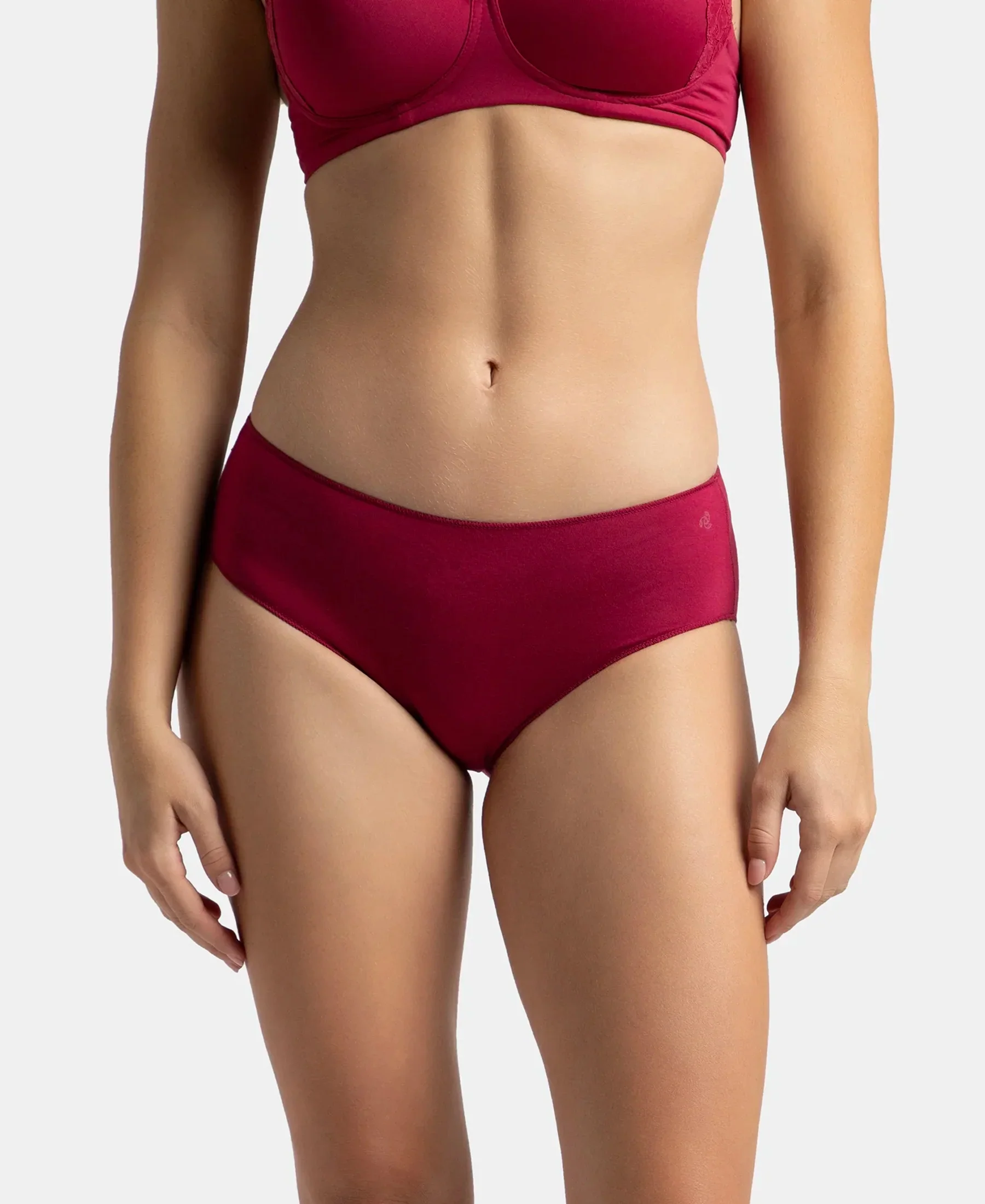 High Coverage Micro Modal Elastane Stretch Hipster With Ultrasoft Concealed Waistband - Mocha & Anemone (Pack of 2) - Image 2
