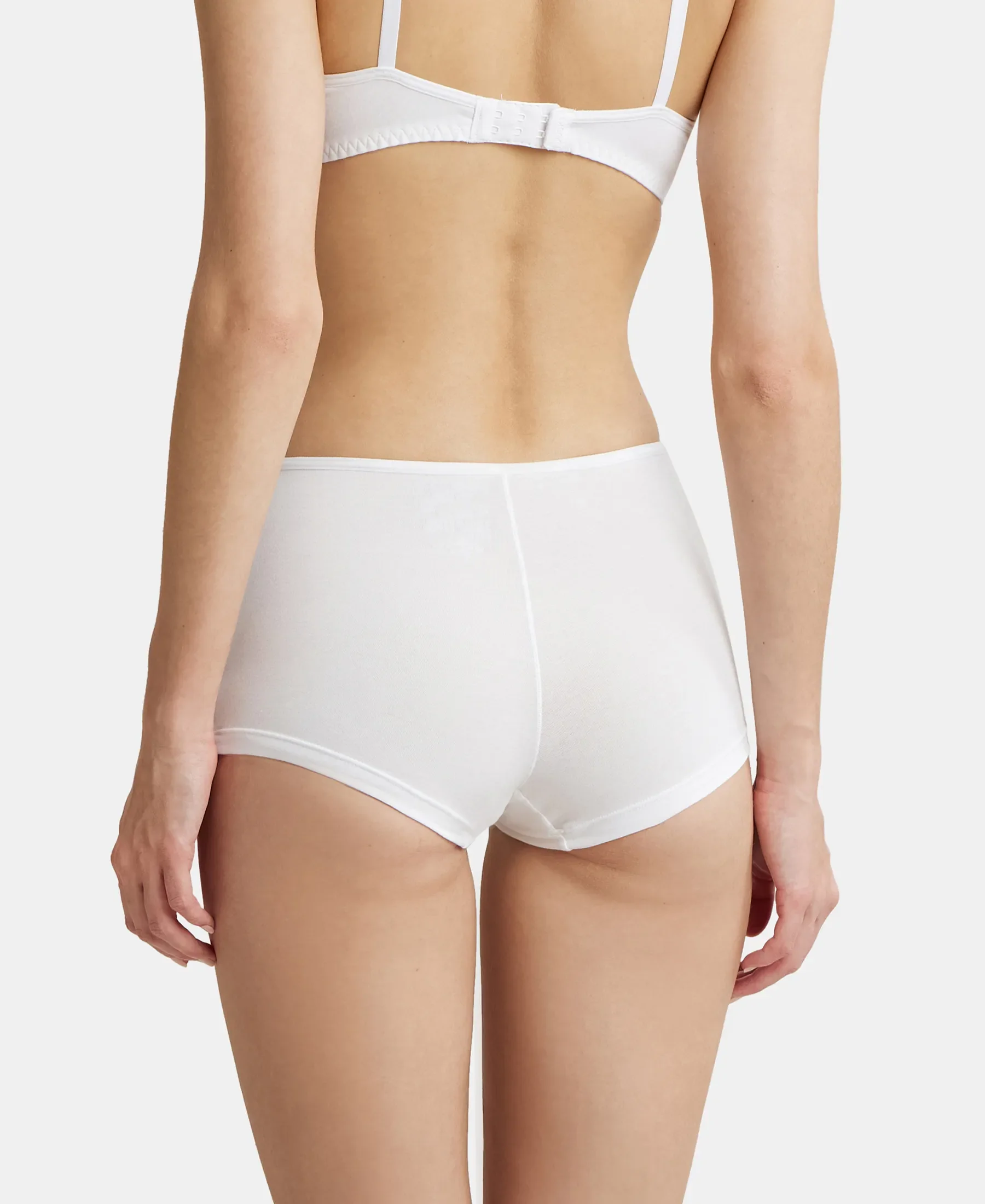 High Coverage Super Combed Cotton Elastane Stretch Boy Leg With Concealed Waistband and StayFresh Treatment - White - Image 3