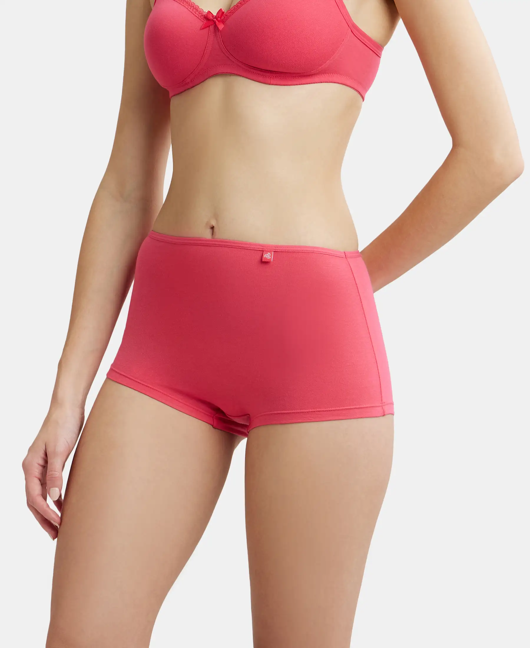 High Coverage Super Combed Cotton Elastane Stretch Boy Leg With Concealed Waistband and StayFresh Treatment - Ruby - Image 2