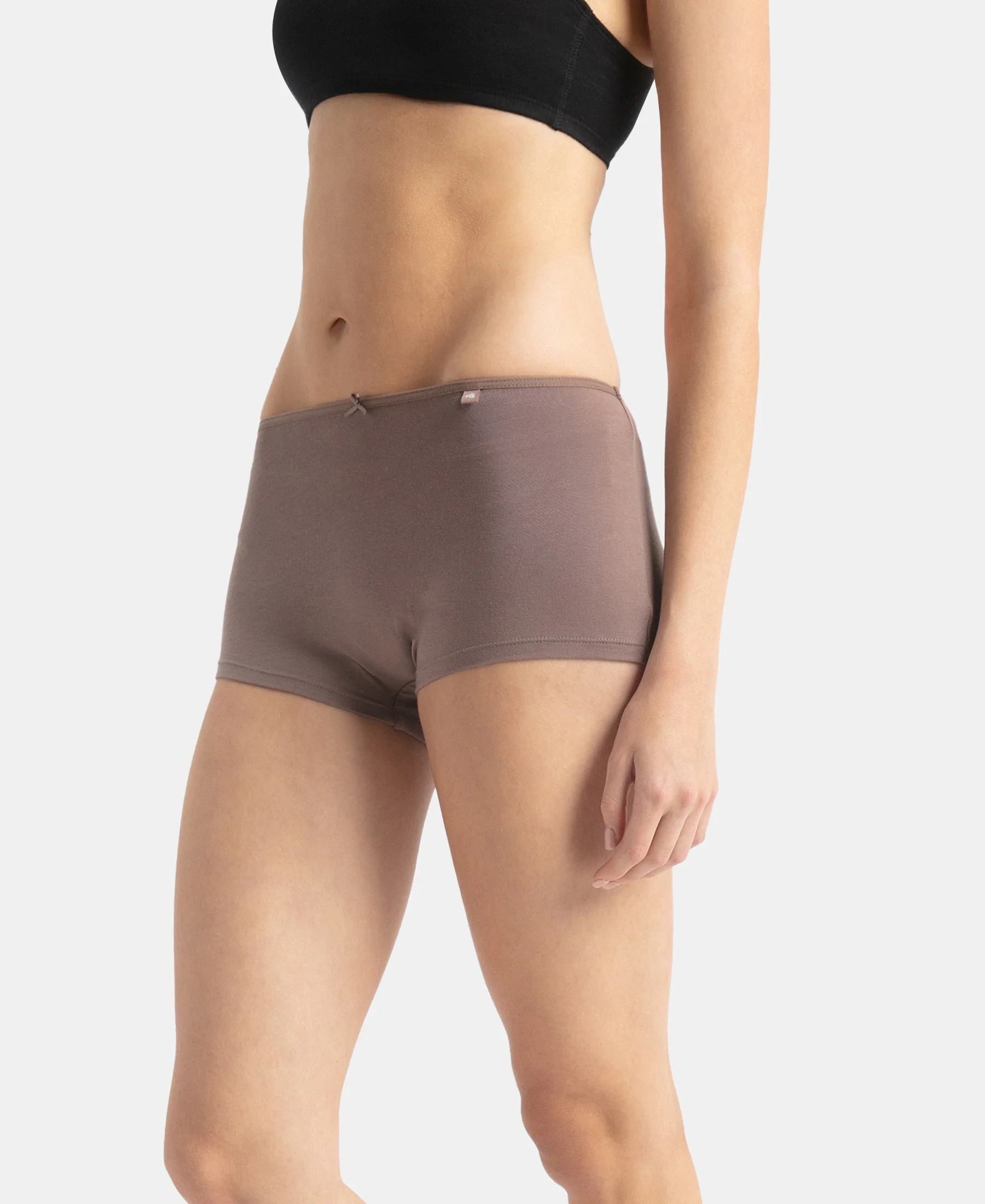 High Coverage Super Combed Cotton Elastane Stretch Boy Leg With Concealed Waistband and StayFresh Treatment - Deep Taupe - Image 2