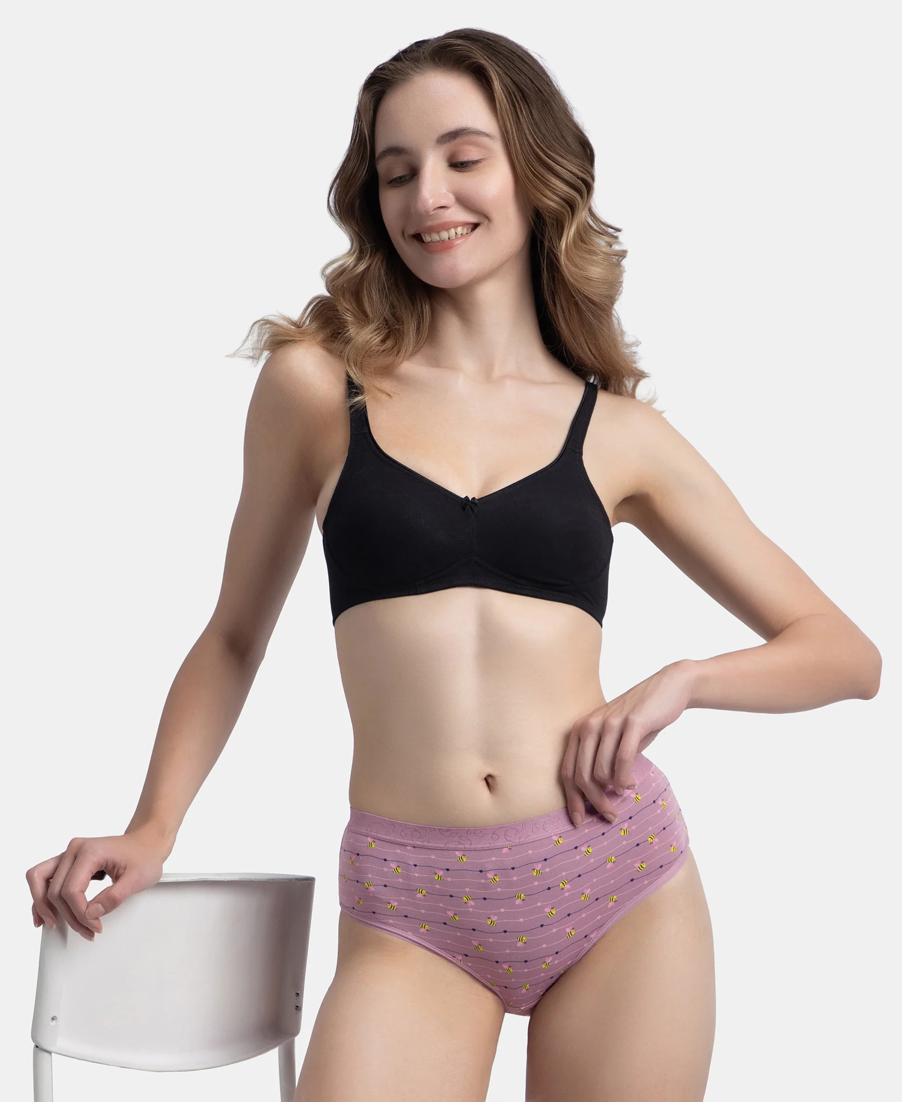 High Coverage Super Combed Cotton Elastane Stretch Mid Waist Hipster With Exposed Waistband - Valerian, Candlelight Peach & Classic Navy (Pack of 3) - Image 12