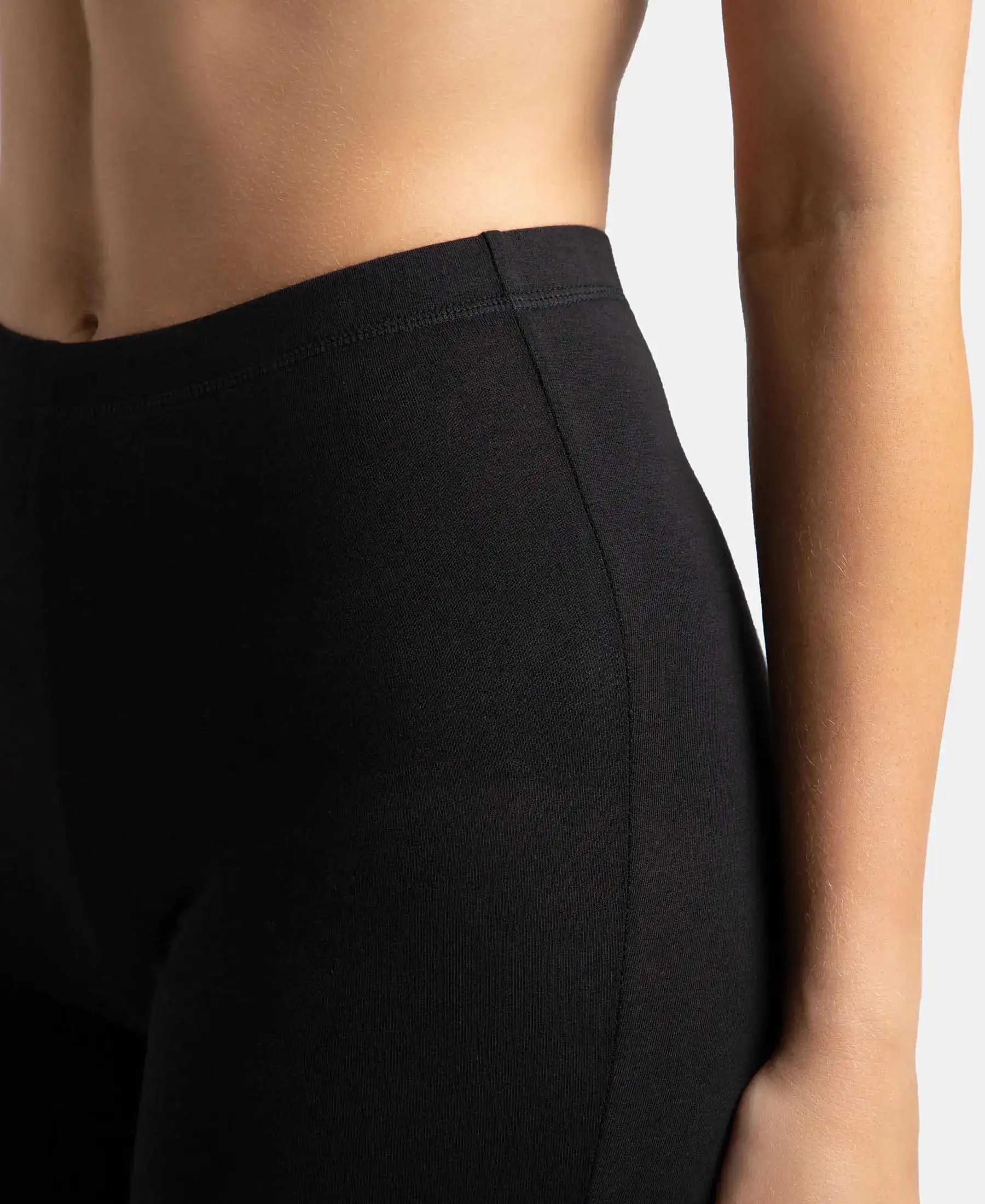 High Coverage Super Combed Cotton Elastane Stretch Shorties With Concealed Waistband - Black - Image 7
