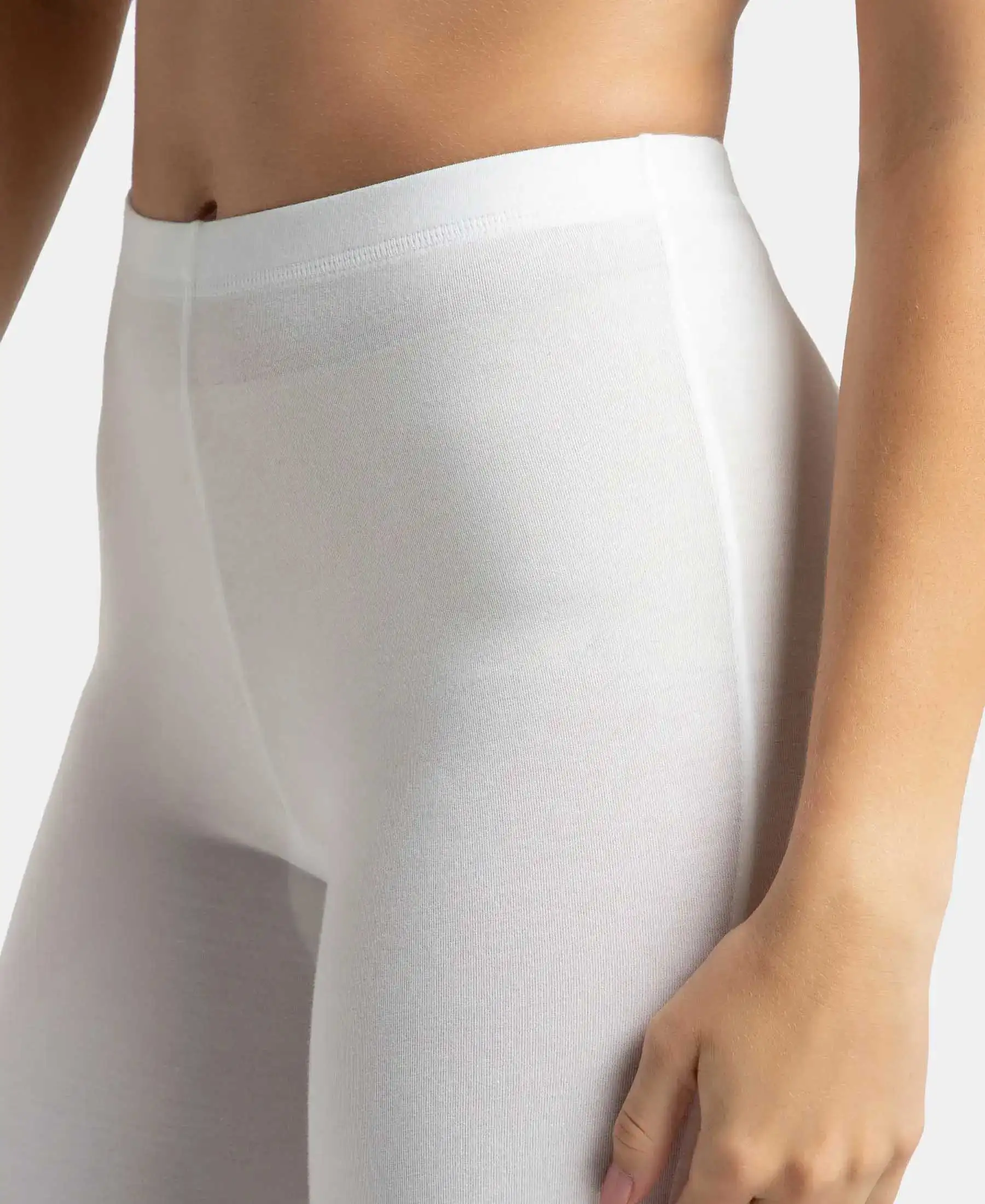 High Coverage Super Combed Cotton Elastane Stretch Shorties With Concealed Waistband - White - Image 7