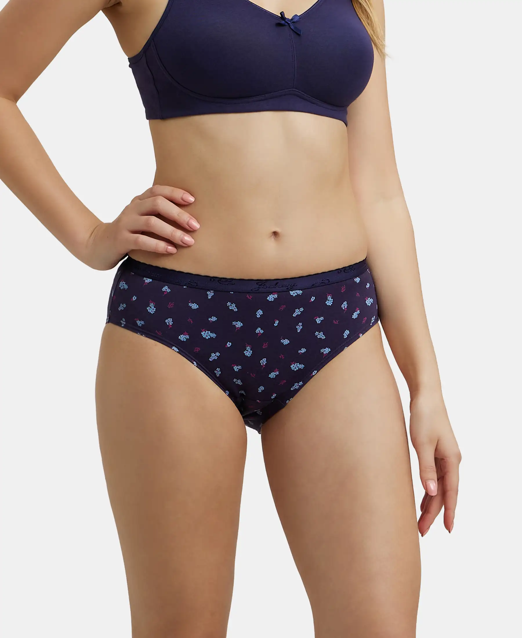 High Coverage Super Combed Cotton Hipster With Ultrasoft Exposed Waistband and StayFresh Treatment - Dark Prints (Pack of 3) - Image 2