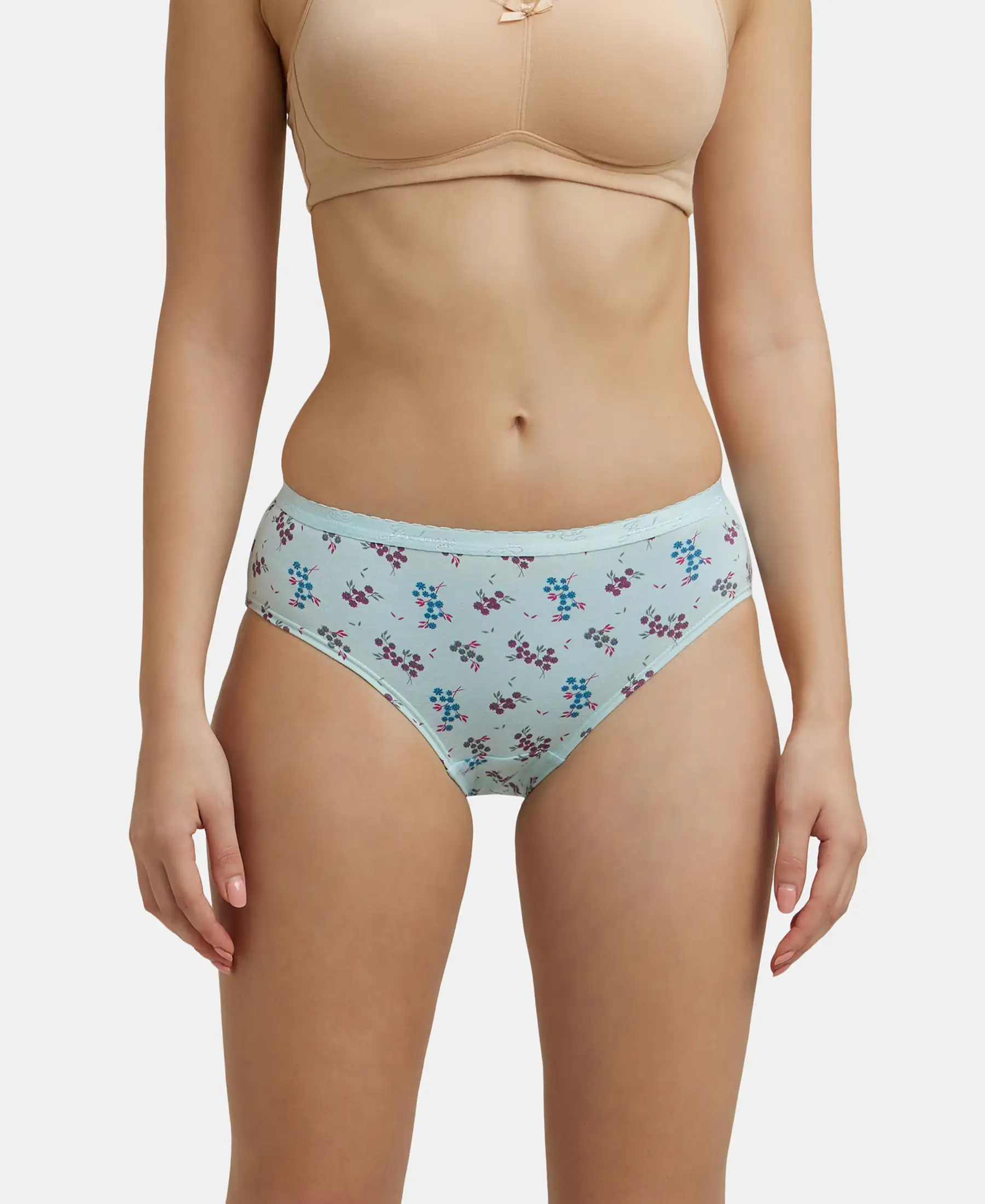 High Coverage Super Combed Cotton Hipster With Ultrasoft Exposed Waistband and StayFresh Treatment - Light Prints (Pack of 3) - Image 14