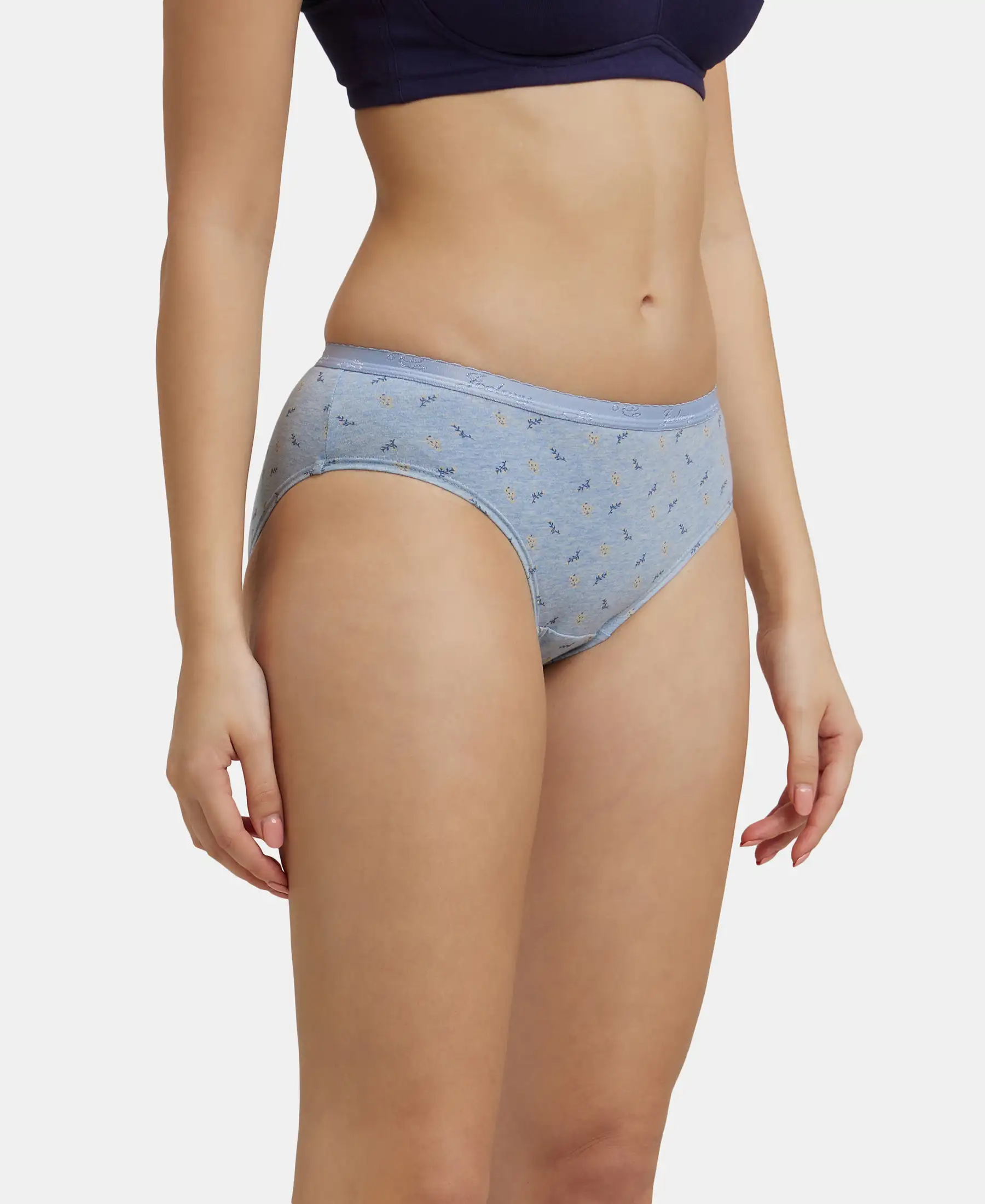 High Coverage Super Combed Cotton Hipster With Ultrasoft Exposed Waistband and StayFresh Treatment - Light Prints (Pack of 3) - Image 2