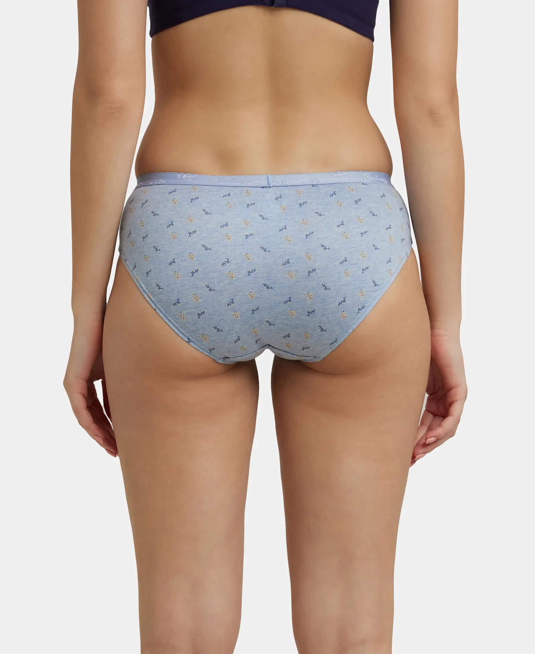 High Coverage Super Combed Cotton Hipster With Ultrasoft Exposed Waistband and StayFresh Treatment - Light Prints (Pack of 3) - Image 3