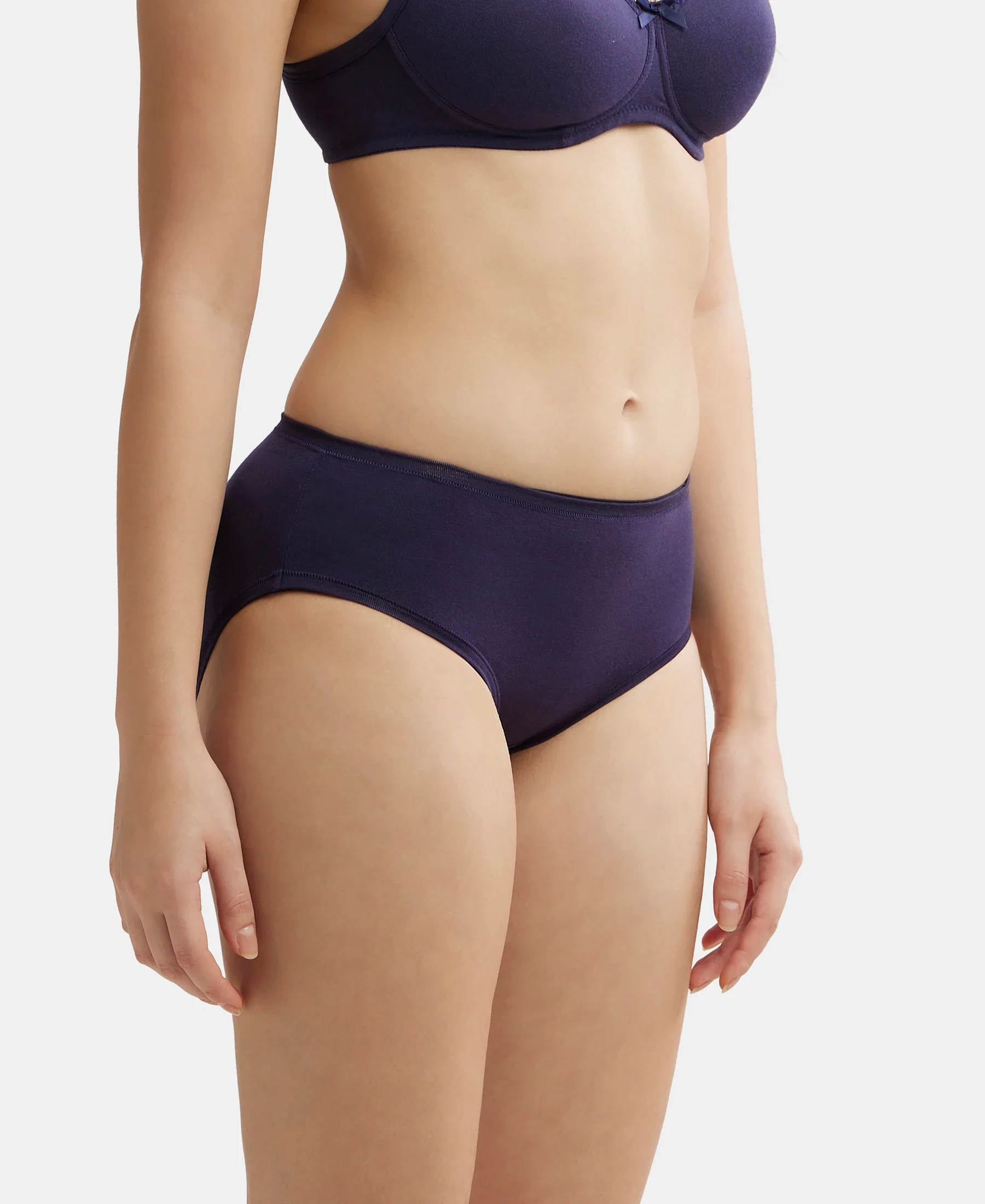 High Coverage Tencel Lyocell Elastane Stretch High Waist Hipster With Concealed Waistband and StayFresh Treatment - Classic Navy - Image 2