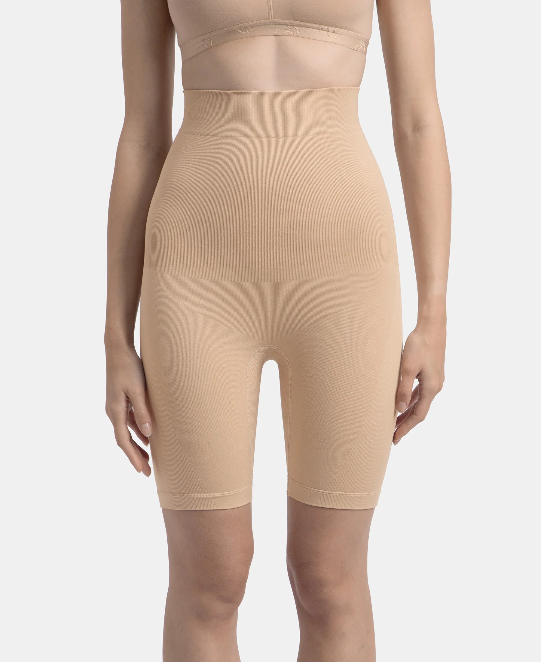 High Waist Microfiber Elastane Stretch Seamfree Shorts Shapewear - Skin
