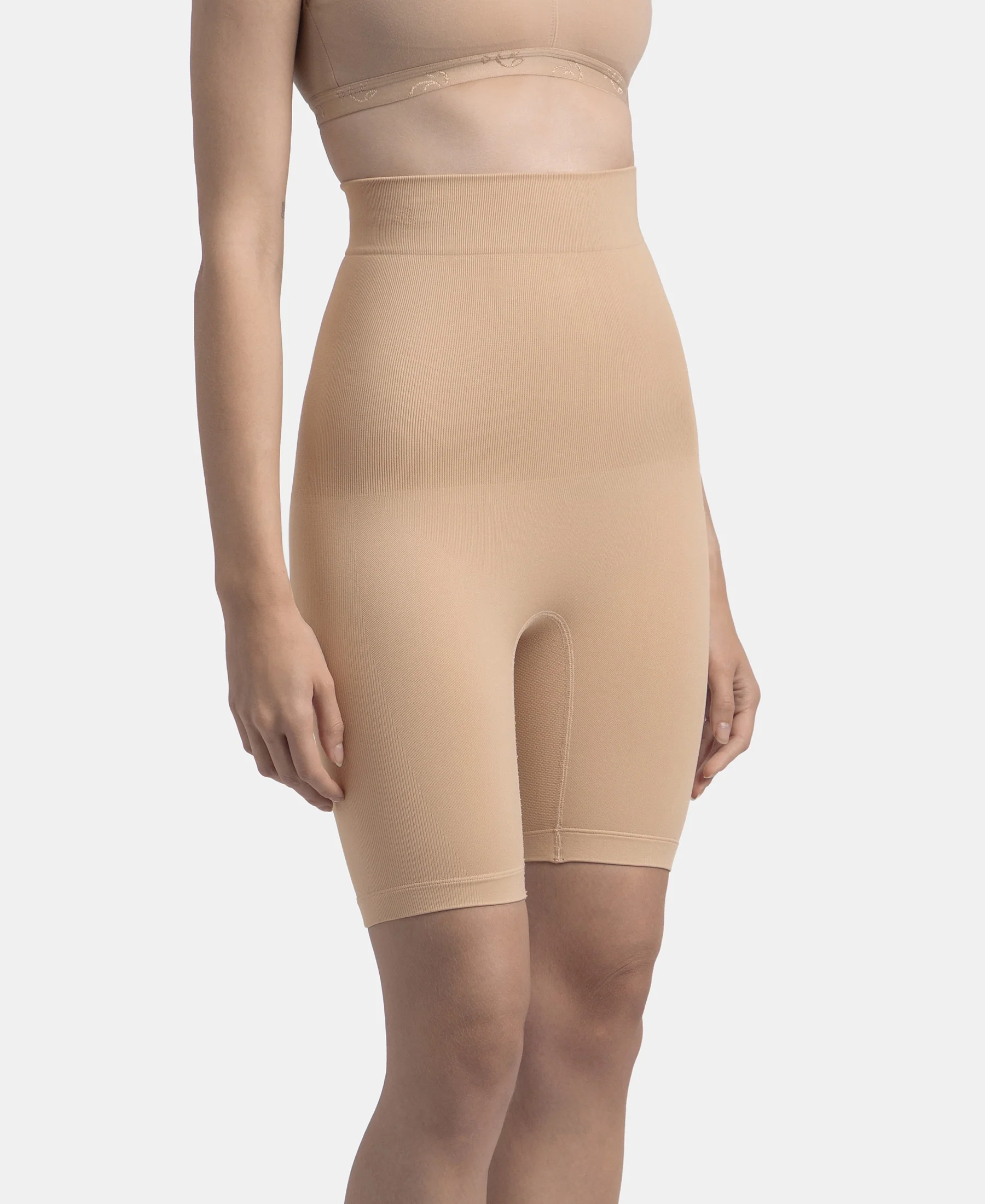 High Waist Microfiber Elastane Stretch Seamfree Shorts Shapewear - Skin - Image 2