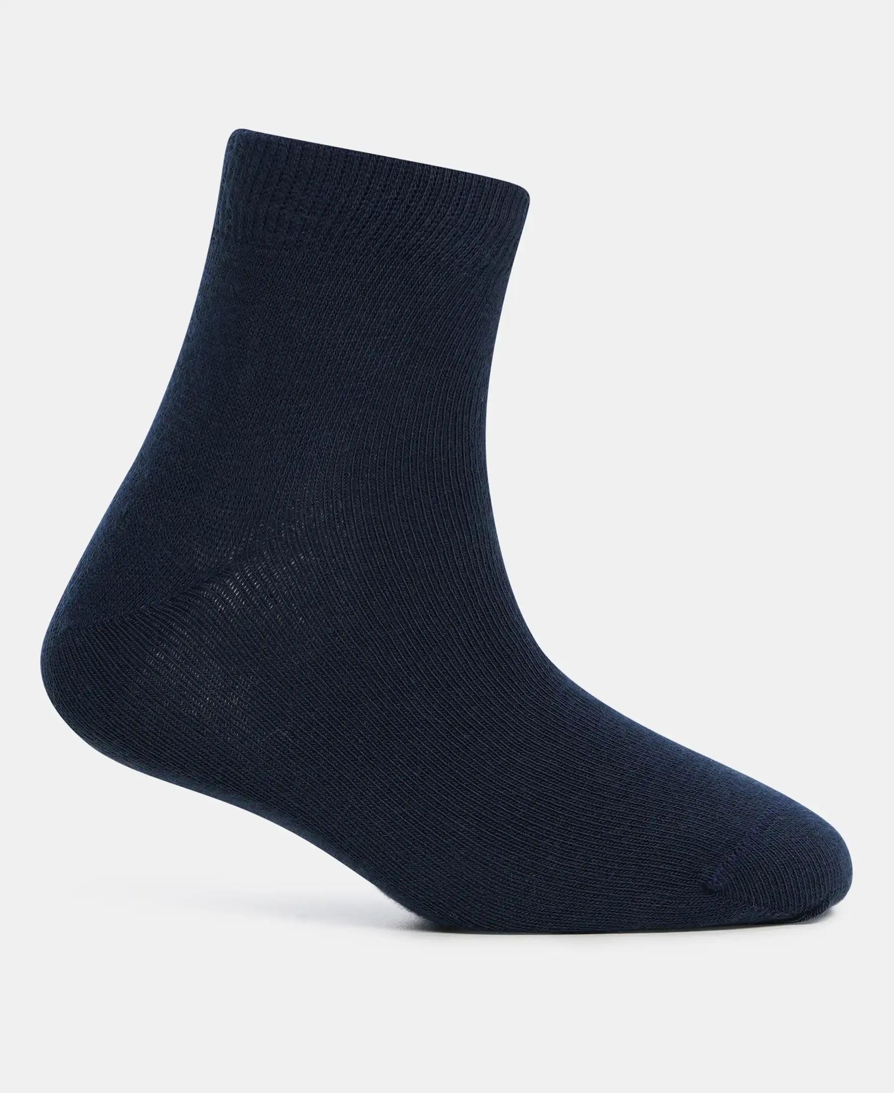 Kid's Compact Cotton Stretch Solid Ankle Length Socks With StayFresh Treatment - Navy - Image 3