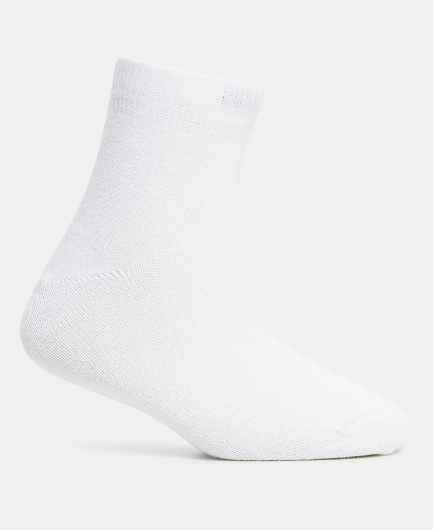 Kid's Compact Cotton Stretch Solid Ankle Length Socks With StayFresh Treatment - White - Image 3