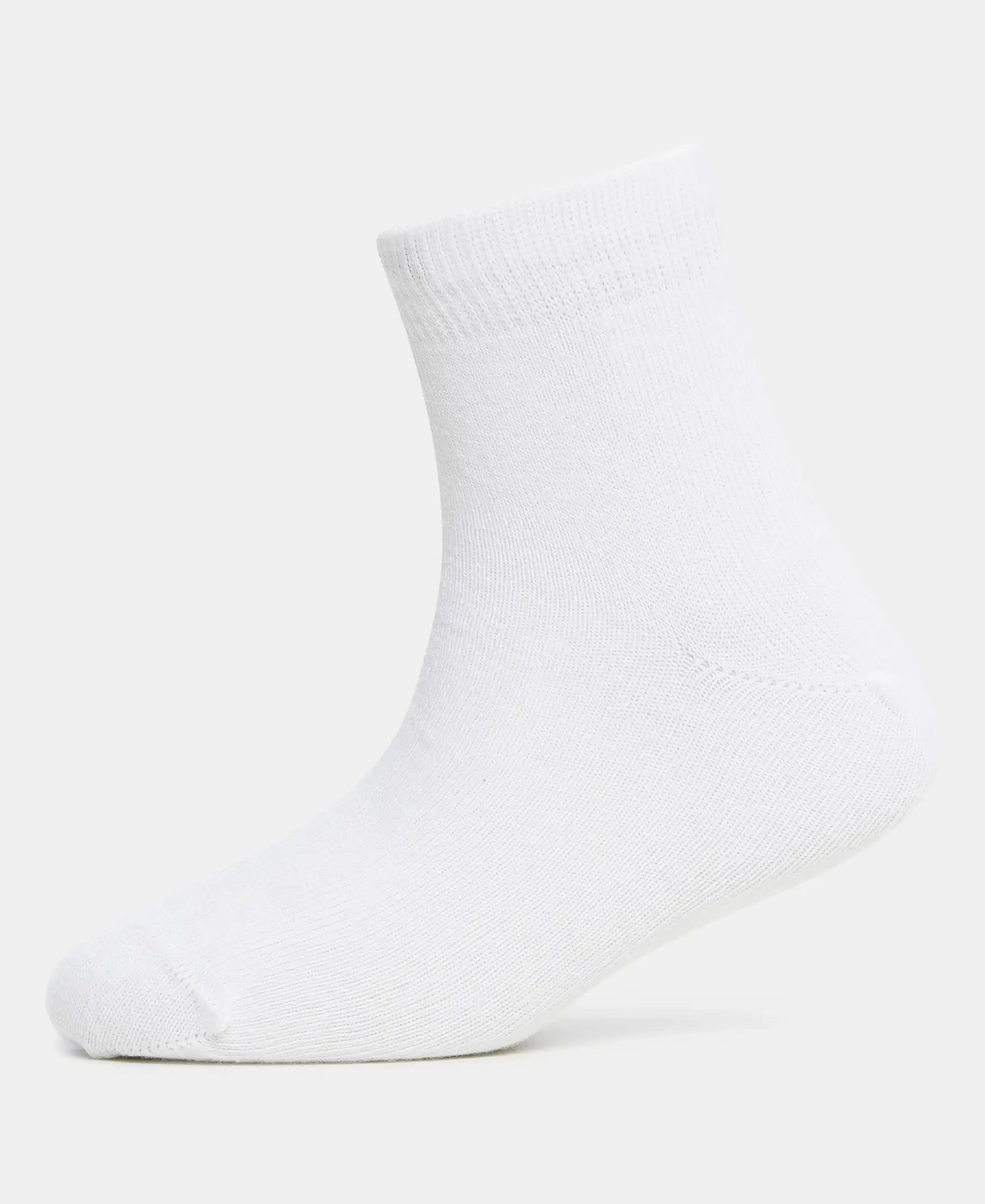 Kid's Compact Cotton Stretch Solid Ankle Length Socks With StayFresh Treatment - White - Image 5