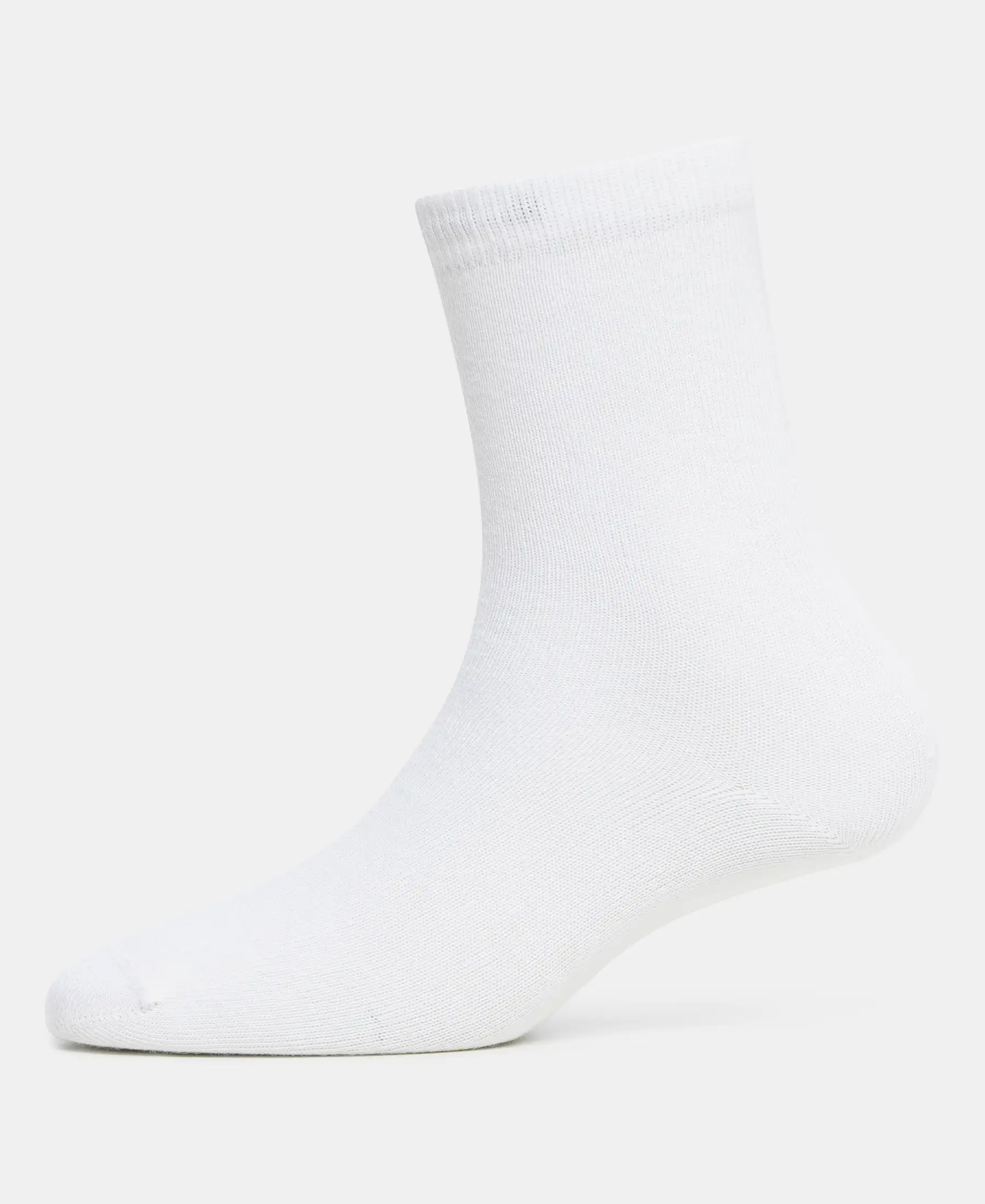Kid's Compact Cotton Stretch Solid Calf Length Socks With StayFresh Treatment - White (Pack of 2) - Image 6