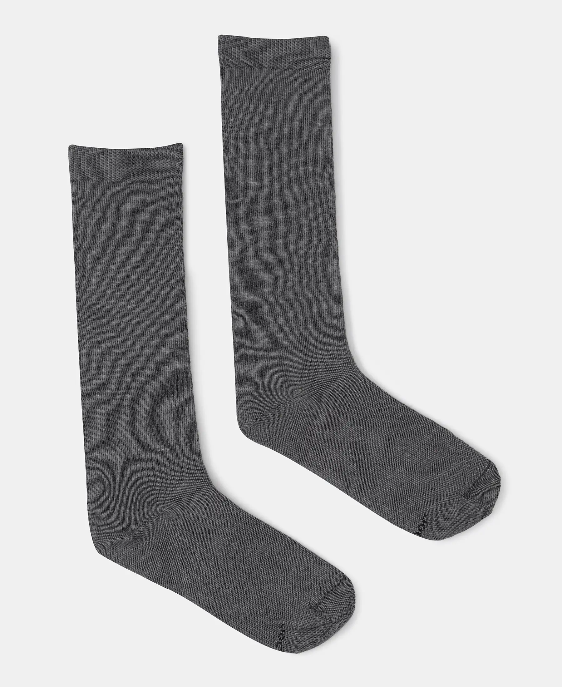 Kid's Compact Cotton Stretch Solid Knee Length Socks With StayFresh Treatment - Gun Metal (Pack of 2) - Image 2