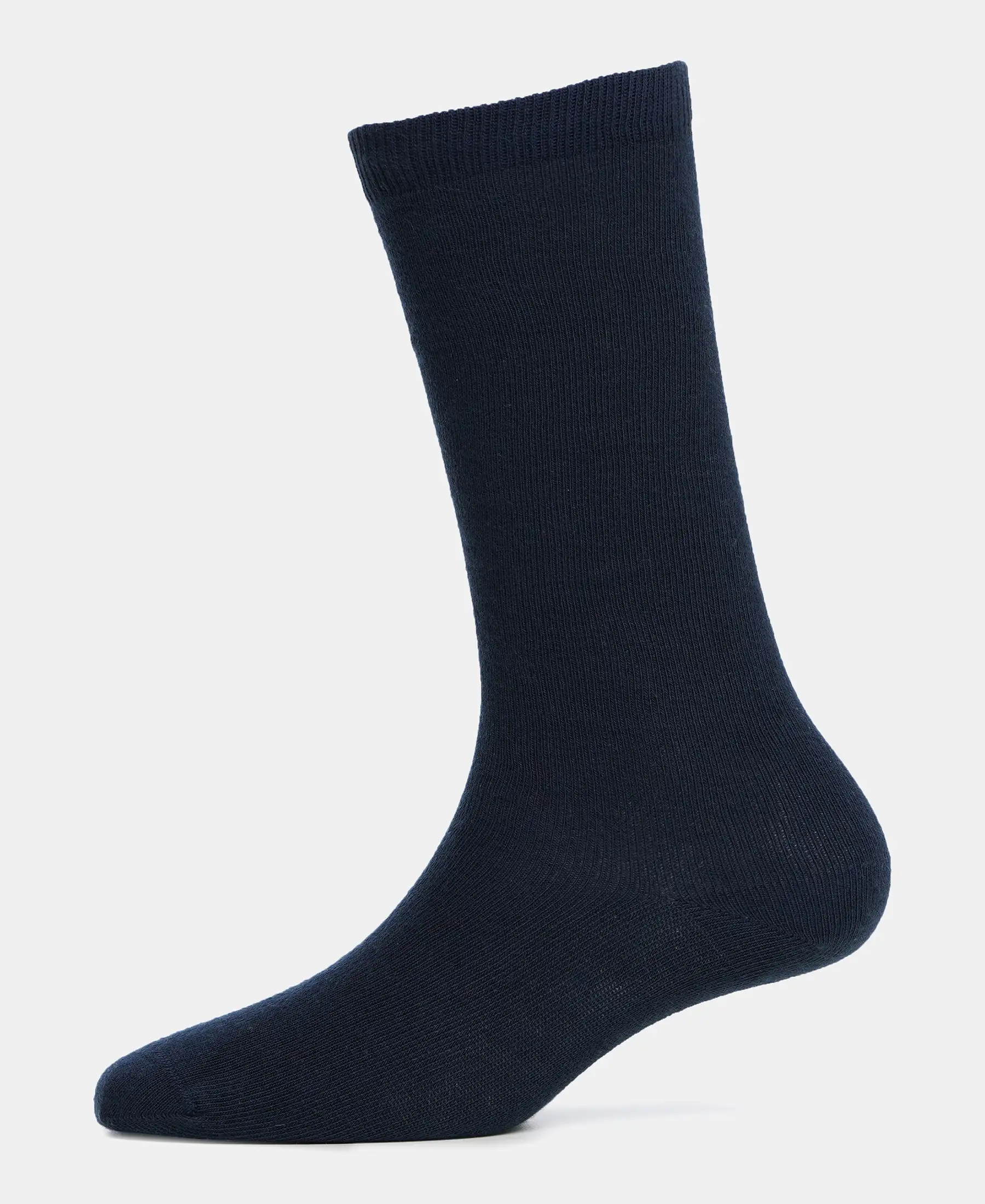 Kid's Compact Cotton Stretch Solid Knee Length Socks With StayFresh Treatment - Navy - Image 5