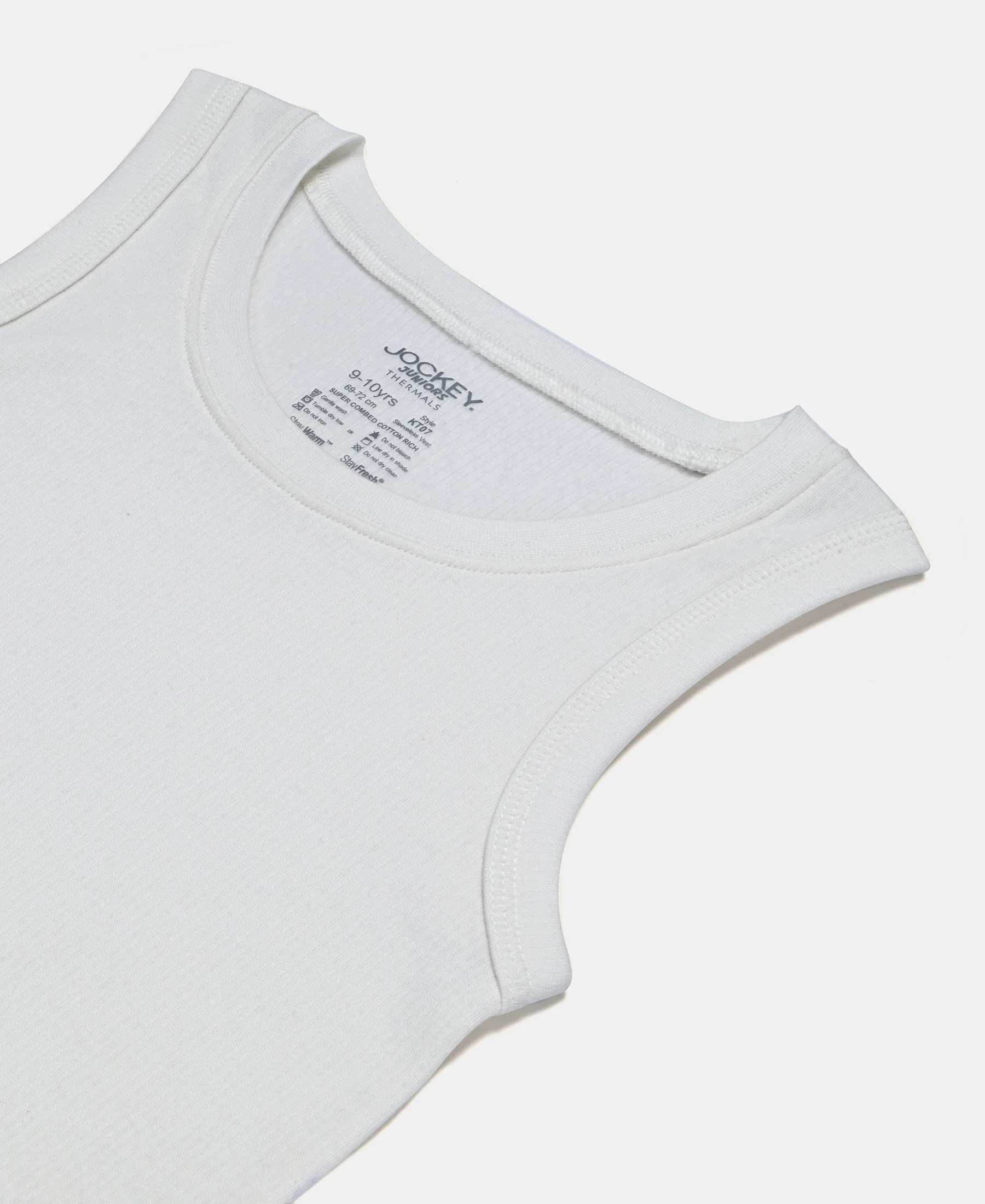 Super Warm Kid's Super Combed Cotton Rich Brushed Thermal Muscle Vest with StayWarm Treatment - Off White - Image 3